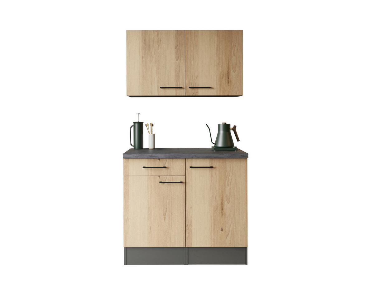 Buffet Oliver Eiche/Grau - Schwarz/Eiche Artisan, Trend, Holzwerkstoff/Metall (100/200/60cm) - Respekta