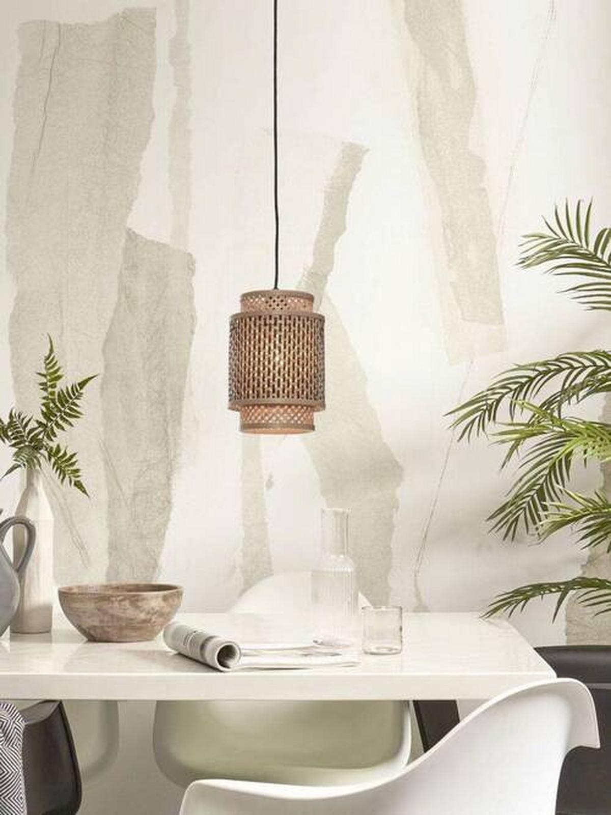 Viseča Svetilka Bhutan, Črna, Bambus - črna/naravne barve, Trend, les (18/25cm) - Good & Mojo