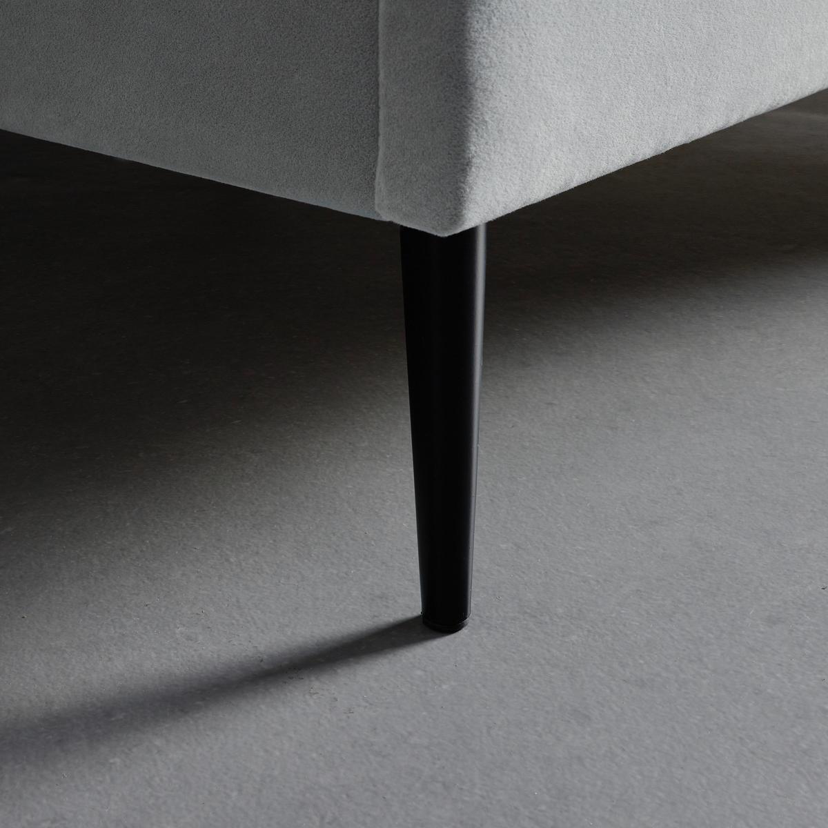 ŁÓŻKO TAPICEROWANE ELENA - kolor naturalny/czarny, Modern, metal/drewno (180/200cm) - Bessagi Home