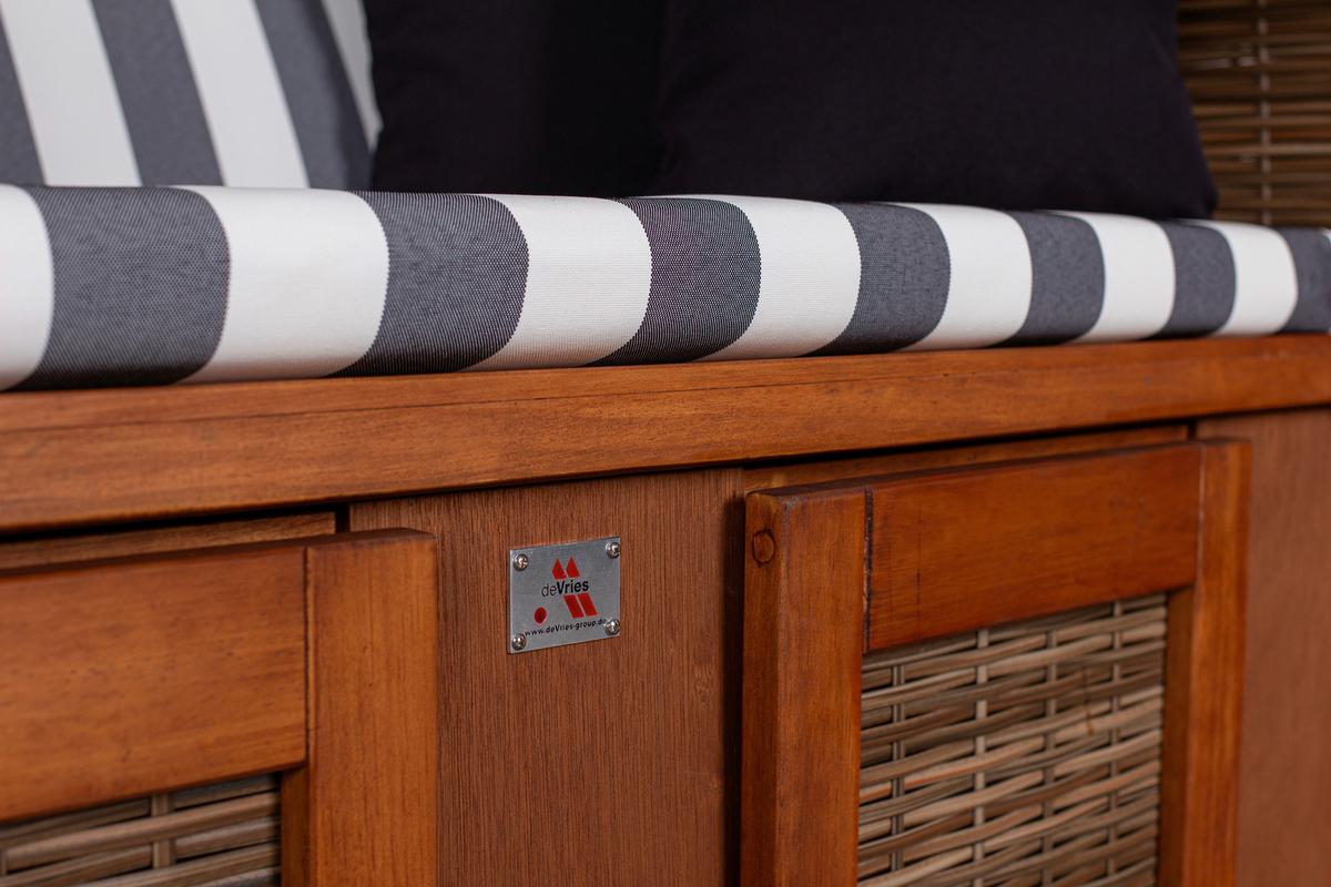 Strandkorb Pure Pinie/Grau/Weiß - Braun, LIFESTYLE, Holz/Textil (120/160/80cm)