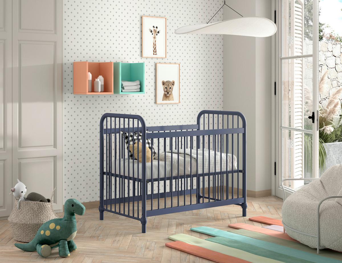 Gitterbett Bronxx ca. 60x120 cm Blau Matt - Blau, ROMANTIK / LANDHAUS, Metall (60/120cm) - MID.YOU