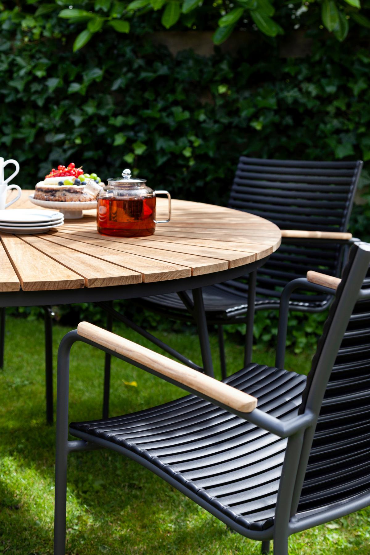 Stapelstuhl Mood Classic Anthrazit/Teakholz - Anthrazit/Schwarz, KONVENTIONELL, Holz/Kunststoff (60/84/56cm) - Gardenson