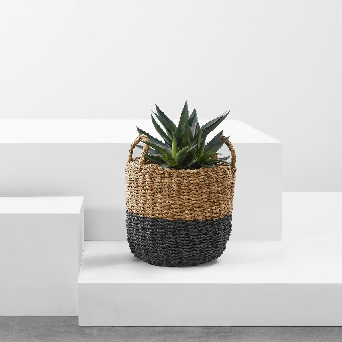 KOSZ DEKORACYJNY SOPHIAN - kolor naturalny/czarny, Natur, materiały naturalne (30/36cm)