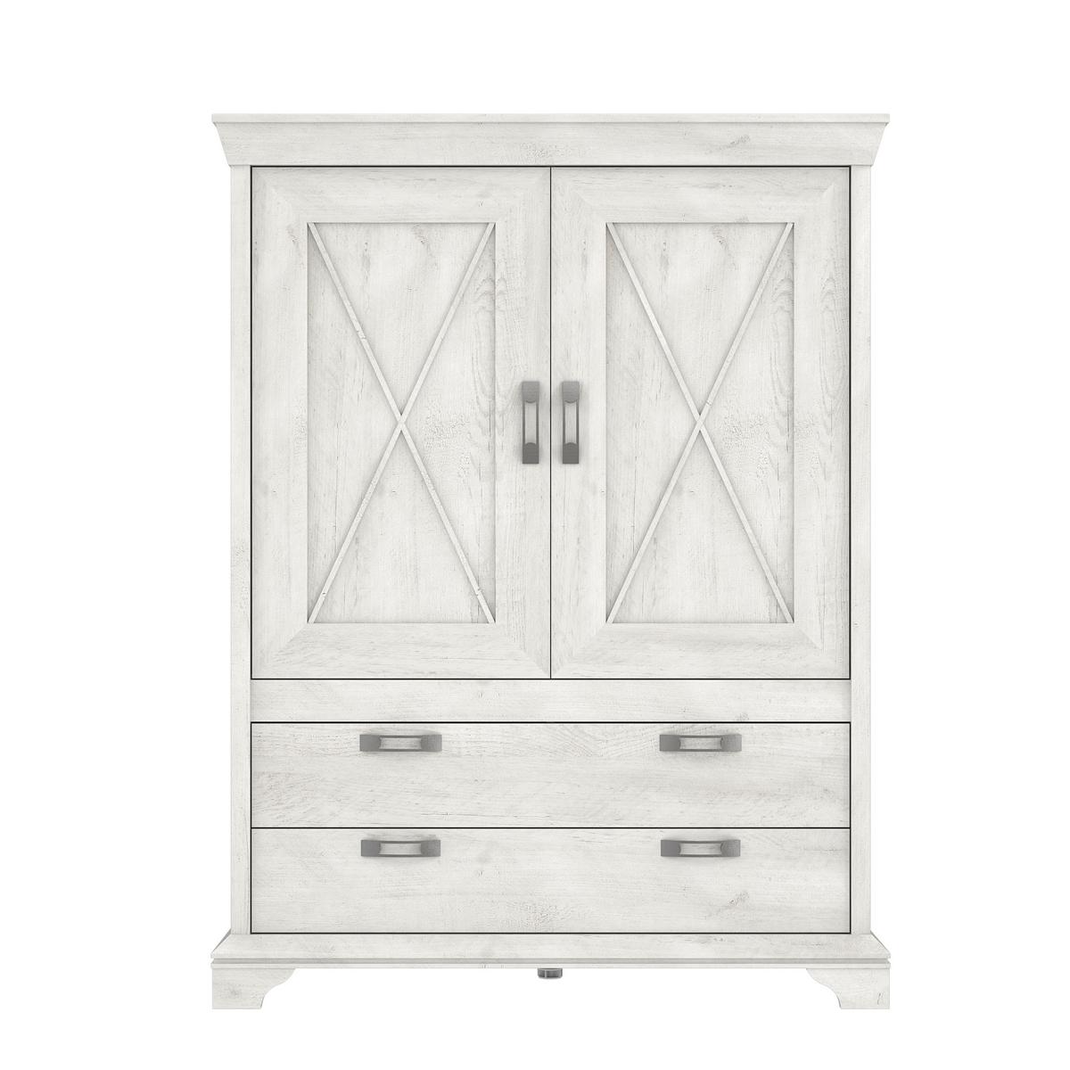 Vitrină KASHMIR - alb, Konventionell, material pe bază de lemn (123/162,3/48,2cm) - Premium Living
