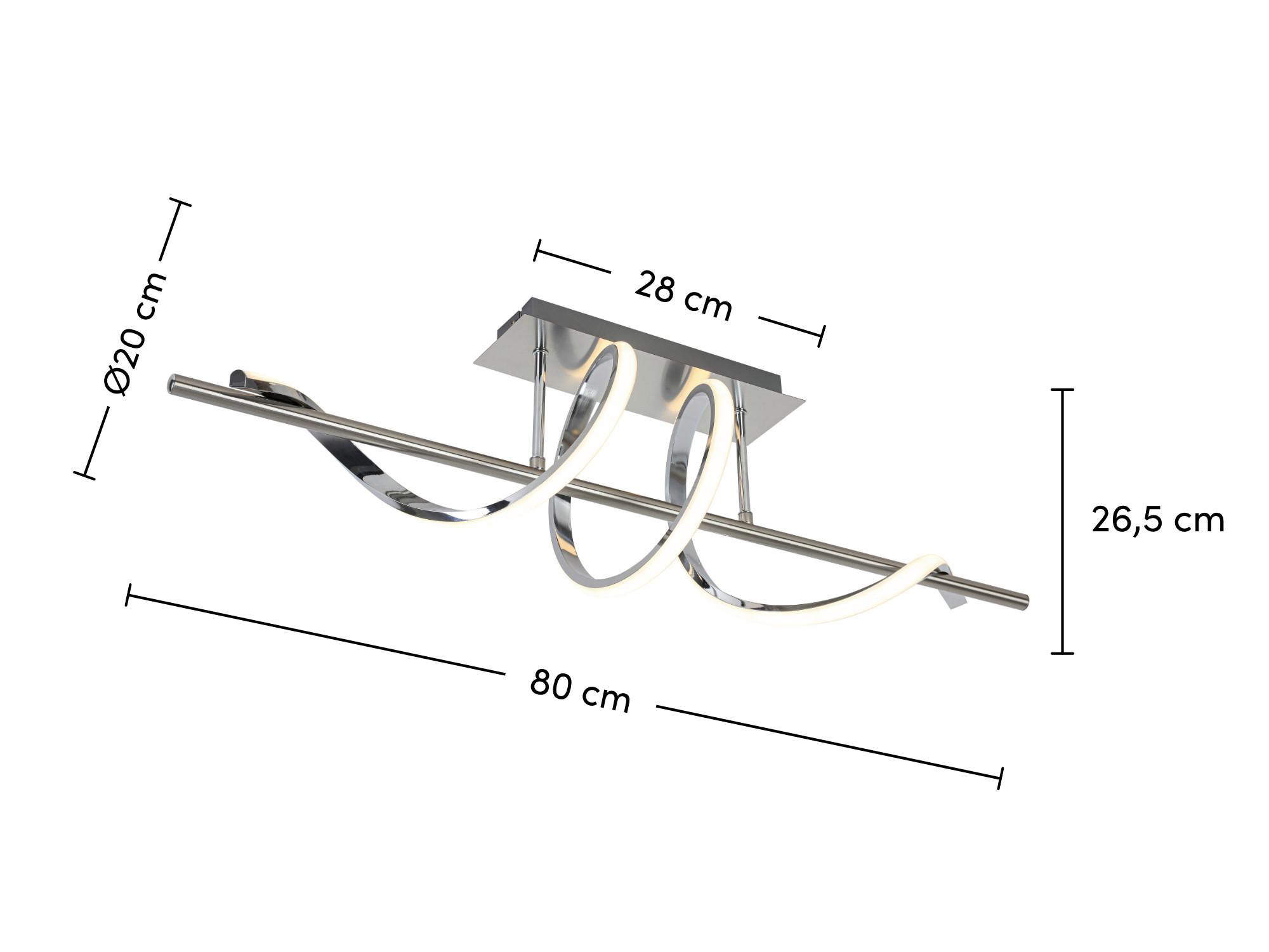 LED-TAKLAMPA LINA - kromfärg/nickelfärgad, Modern, metall/plast (20/80/26,5cm) - Mömax