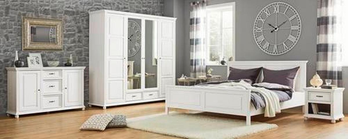 lit in Weiss ca. 180x200cm - blanc, Romantik / Landhaus, bois (180/200cm) - Zandiara