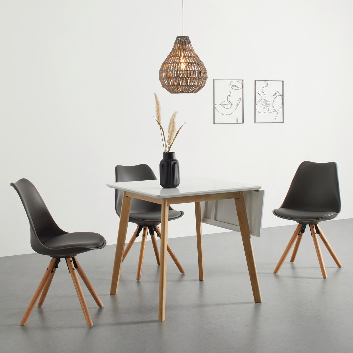 STÓŁ DO JADALNI LUND -BASED- - kolor naturalny/biały, Modern, materiał drewnopochodny/metal (75/75-105/75cm) - Based