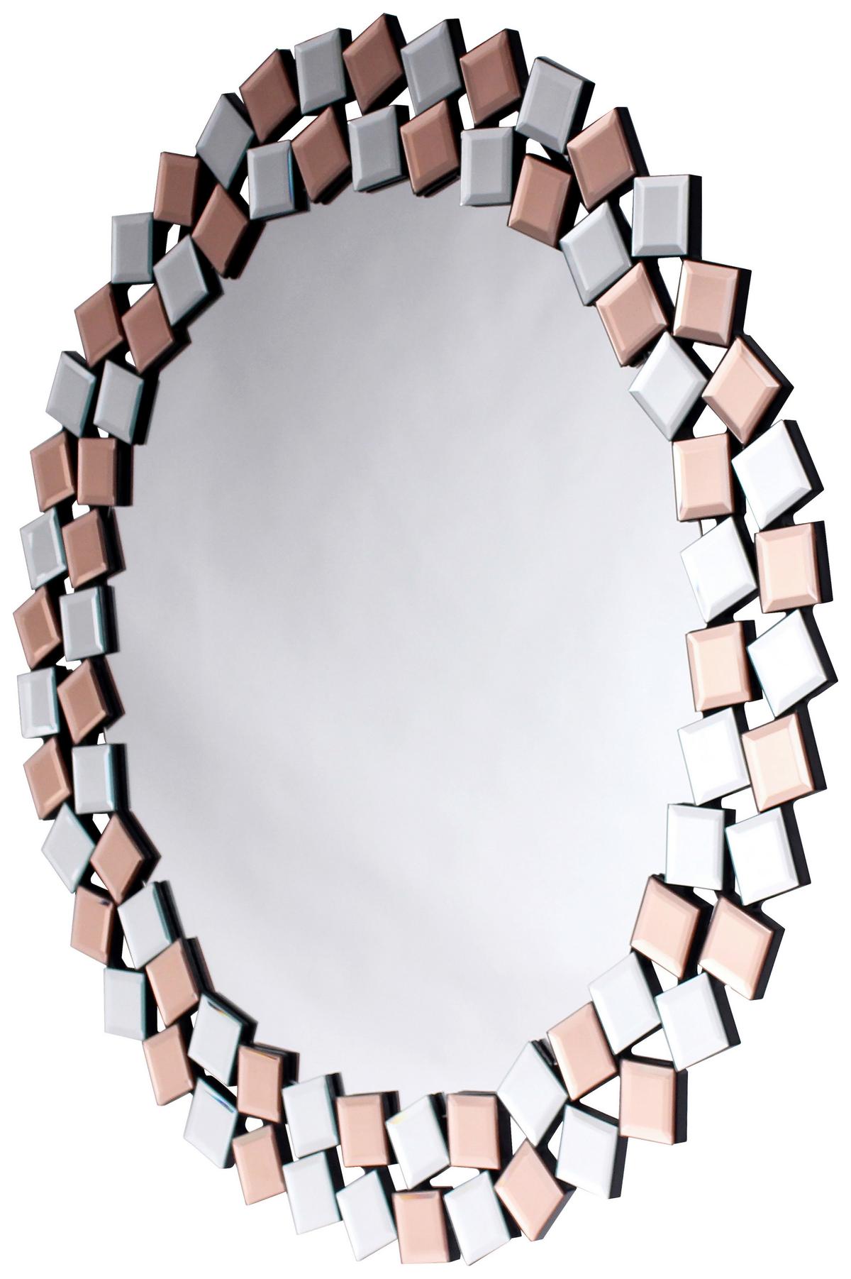 WANDSPIEGEL MOSAIC 1825 SILBER / ROSE - Silberfarben/Roségold, Basics, Glas/Holzwerkstoff (80/80/1,6cm) - Kayoom