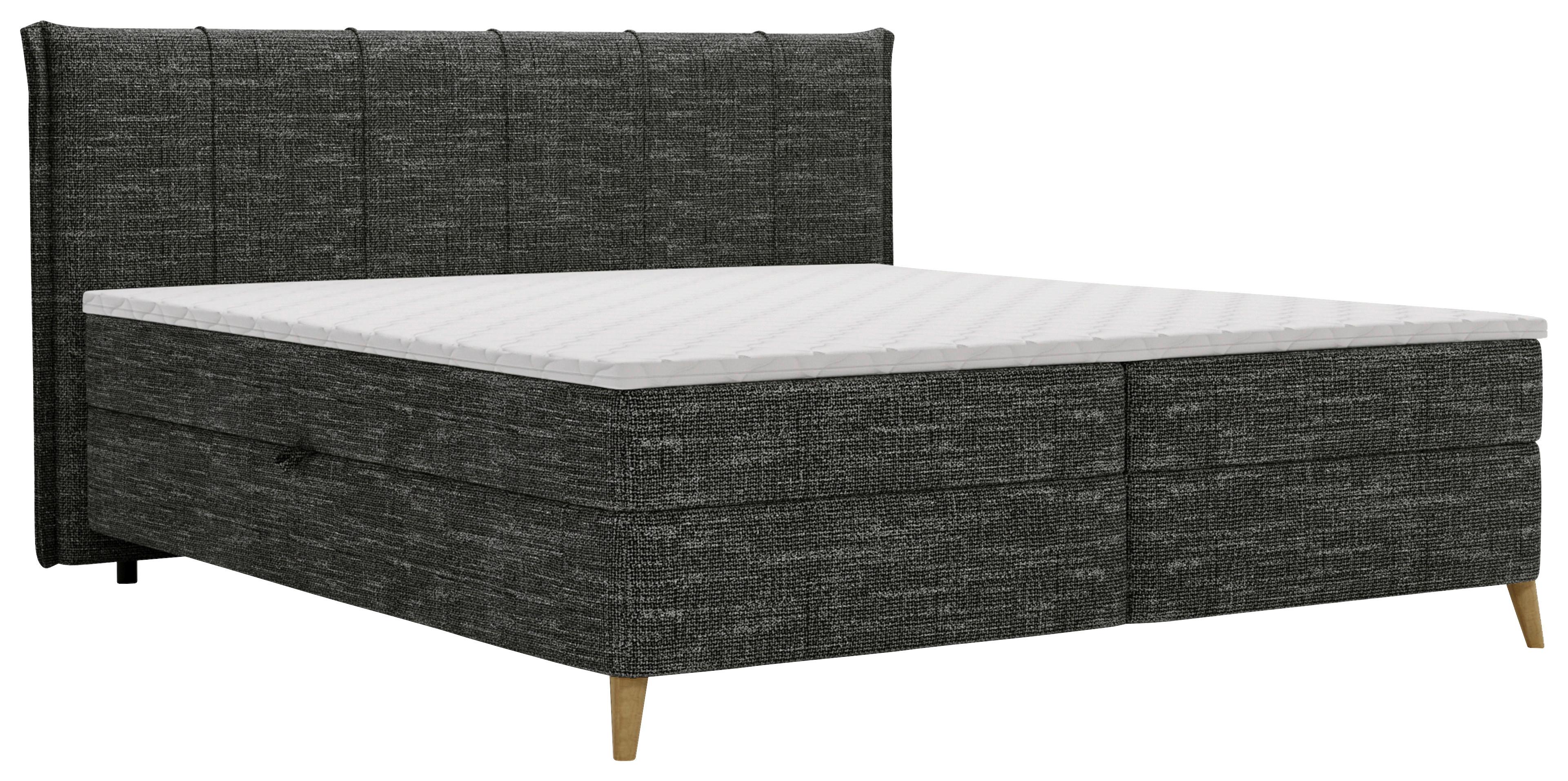 Boxbett Veloria Schwarz ca. 180x200cm - Schwarz, KONVENTIONELL, Textil/Metall (180/200cm) - Based