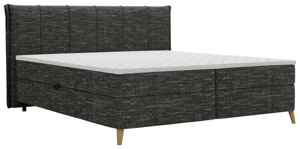 Boxbett Veloria Schwarz ca. 180x200cm - Schwarz, KONVENTIONELL, Textil/Metall (180/200cm) - Based