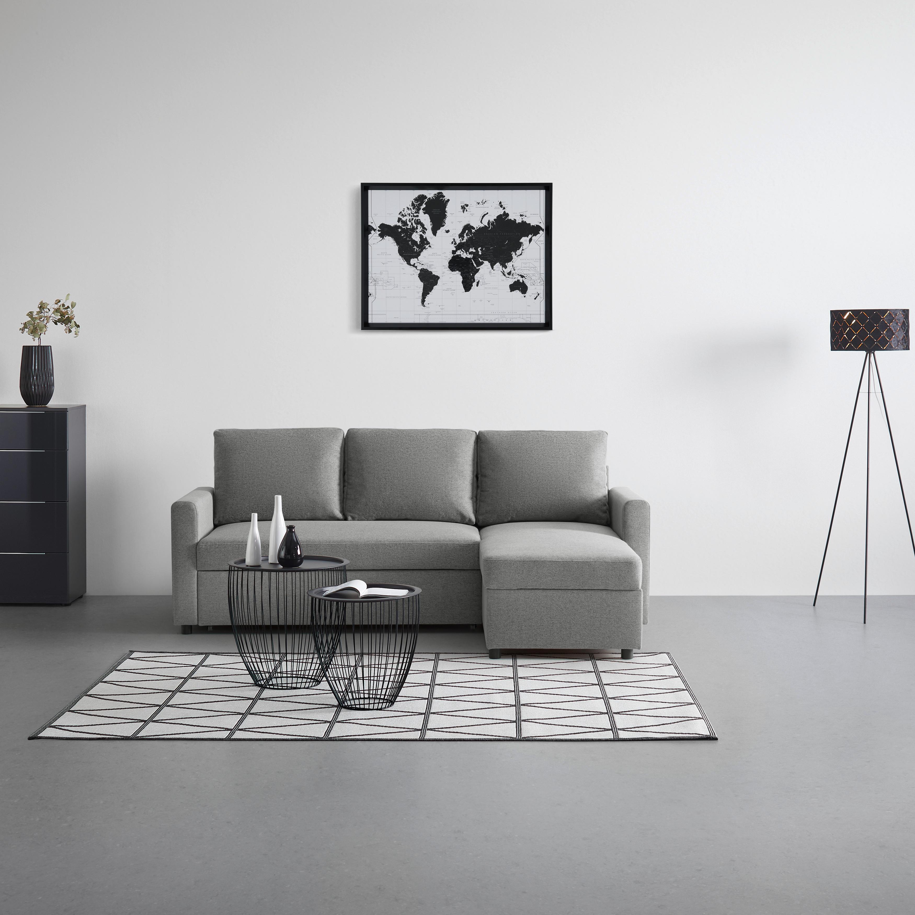 Wohnlandschaft Victoria Grau - Hellgrau/Schwarz, MODERN, Holz/Holzwerkstoff (215/82/145cm) - Based