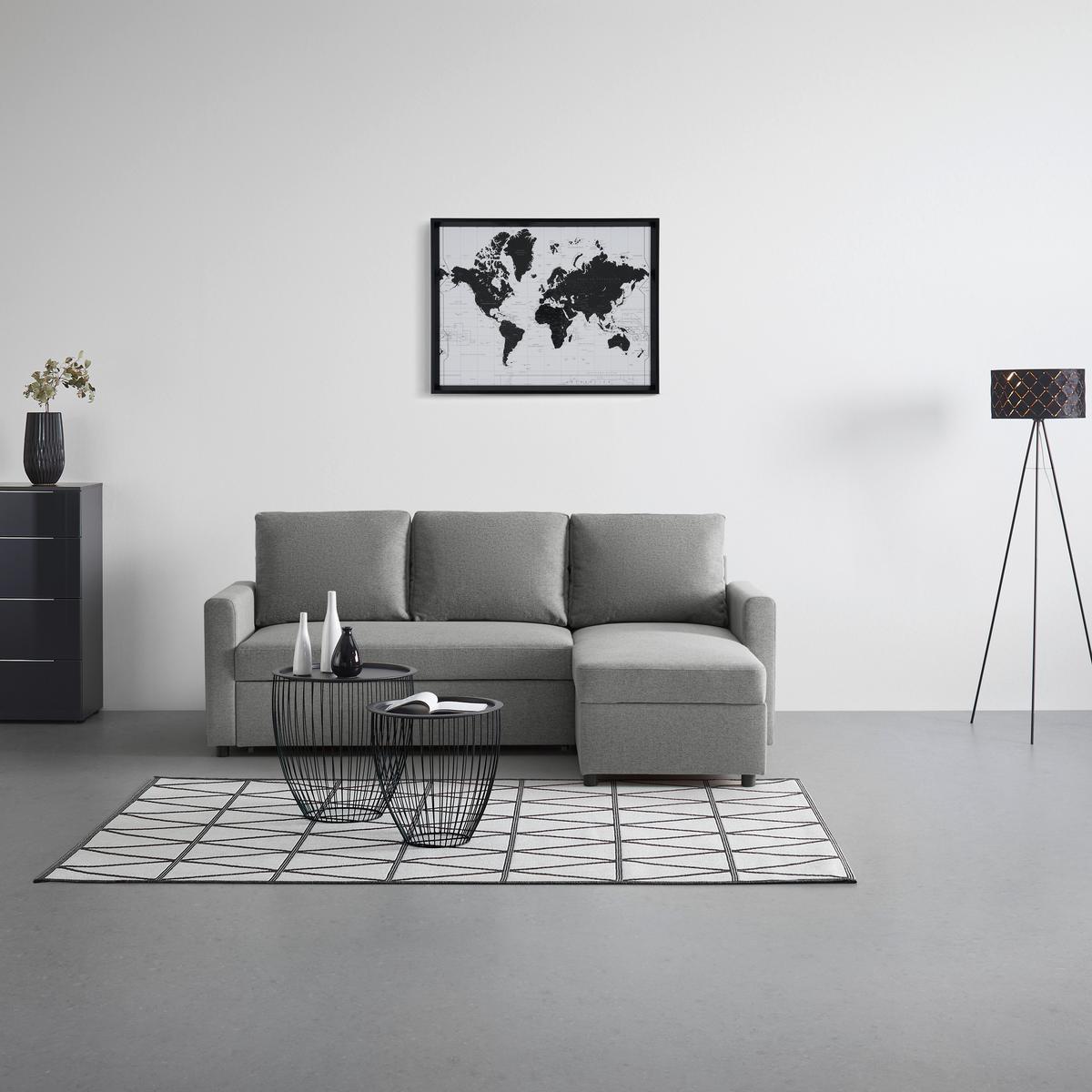 Wohnlandschaft Victoria Grau - Hellgrau/Schwarz, MODERN, Holz/Holzwerkstoff (215/82/145cm) - Based