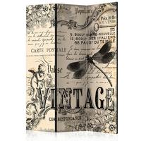 Paravan Vintage I, 3-Delni, Dvostranski - siva/krem barve, Basics, tekstil/les (135cm) - artgeist
