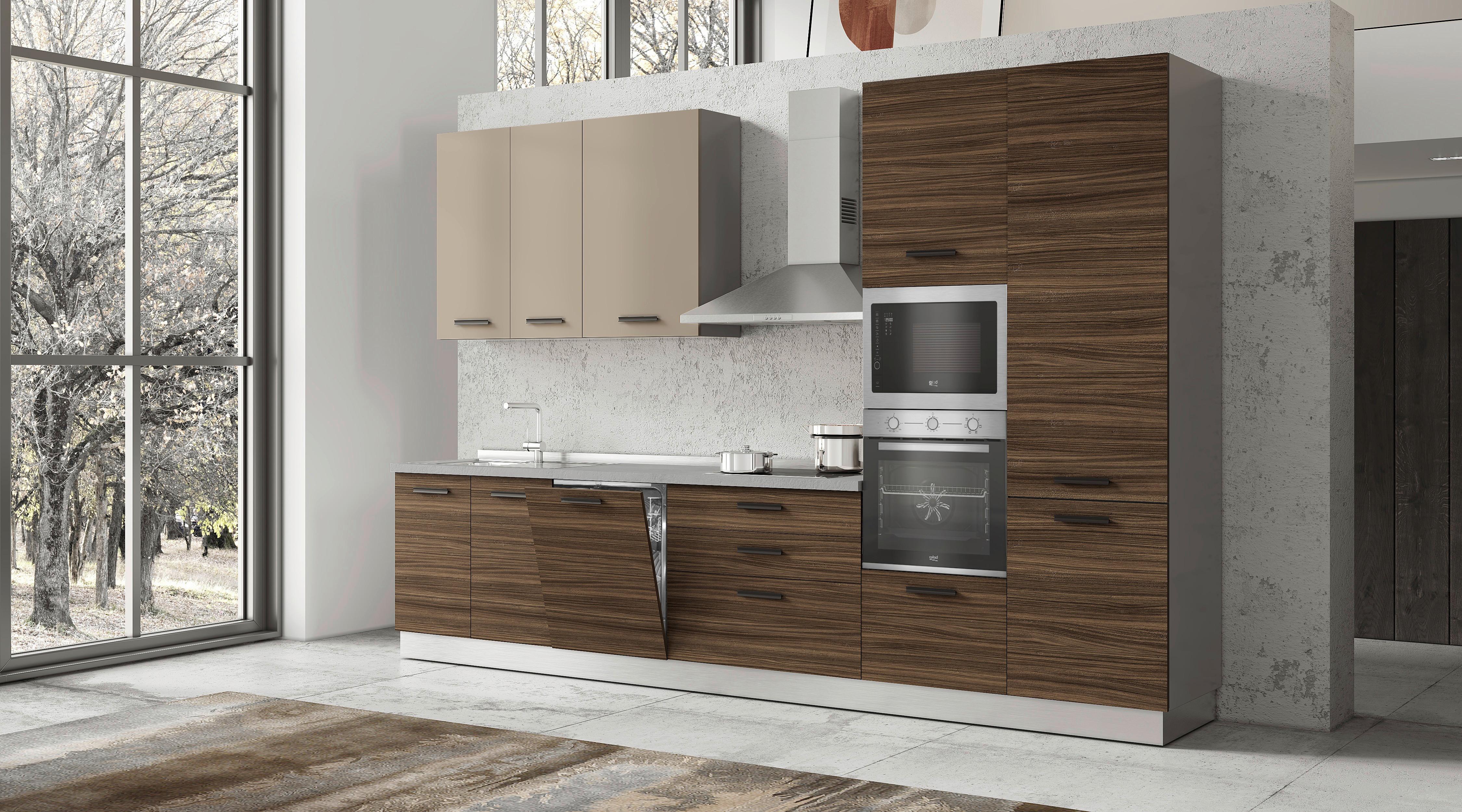 Blok Kuhinja Sa Uređajima Noce Tonale - boja oraha/boja orahovog drveta, Moderno, metal/pločasti materijal (360/240/60cm) - Mömax