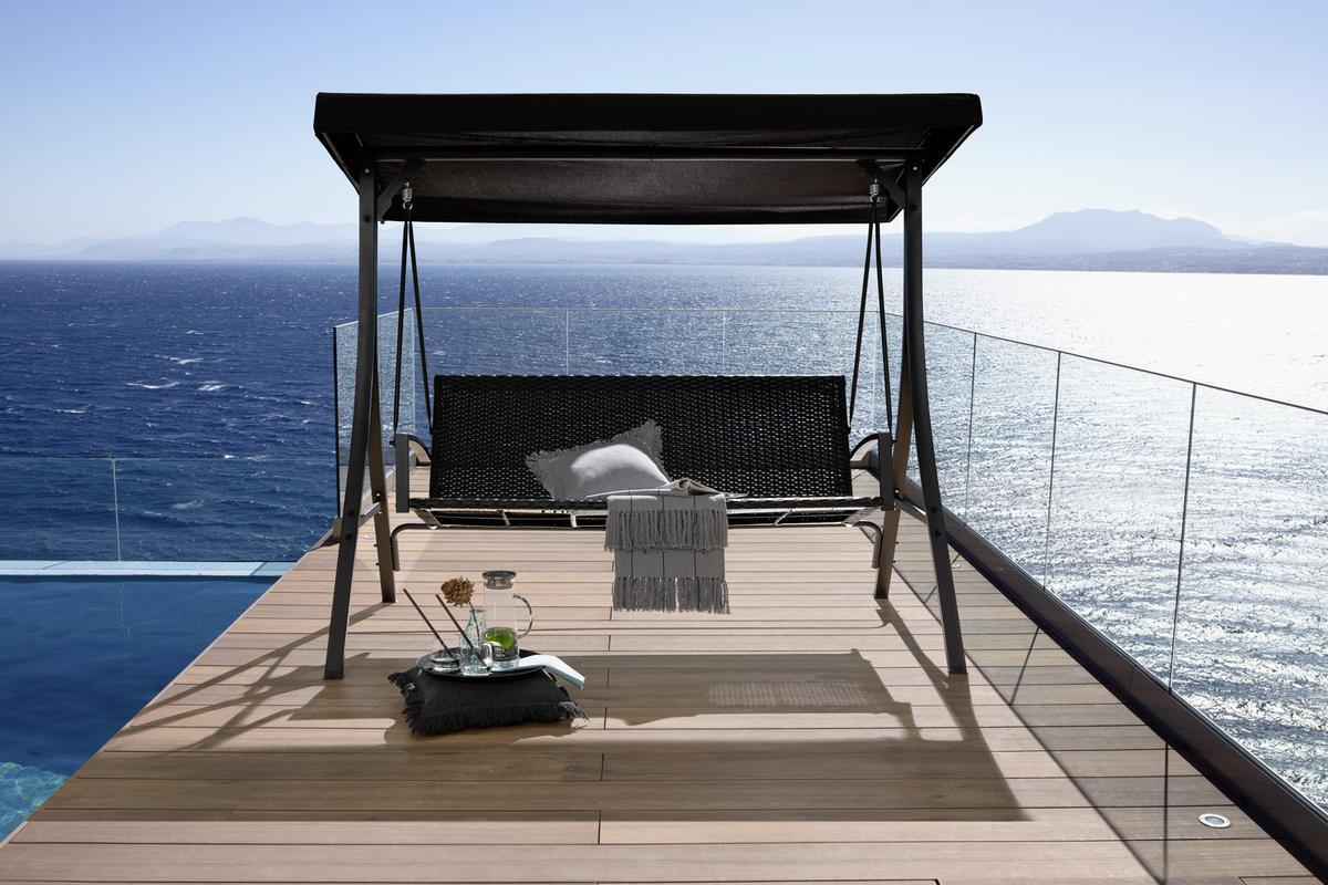 Hollywoodschaukel Laura in Anthrazit/Schwarz - Anthrazit/Schwarz, Modern, Kunststoff/Textil (192/166/120cm) - Mömax