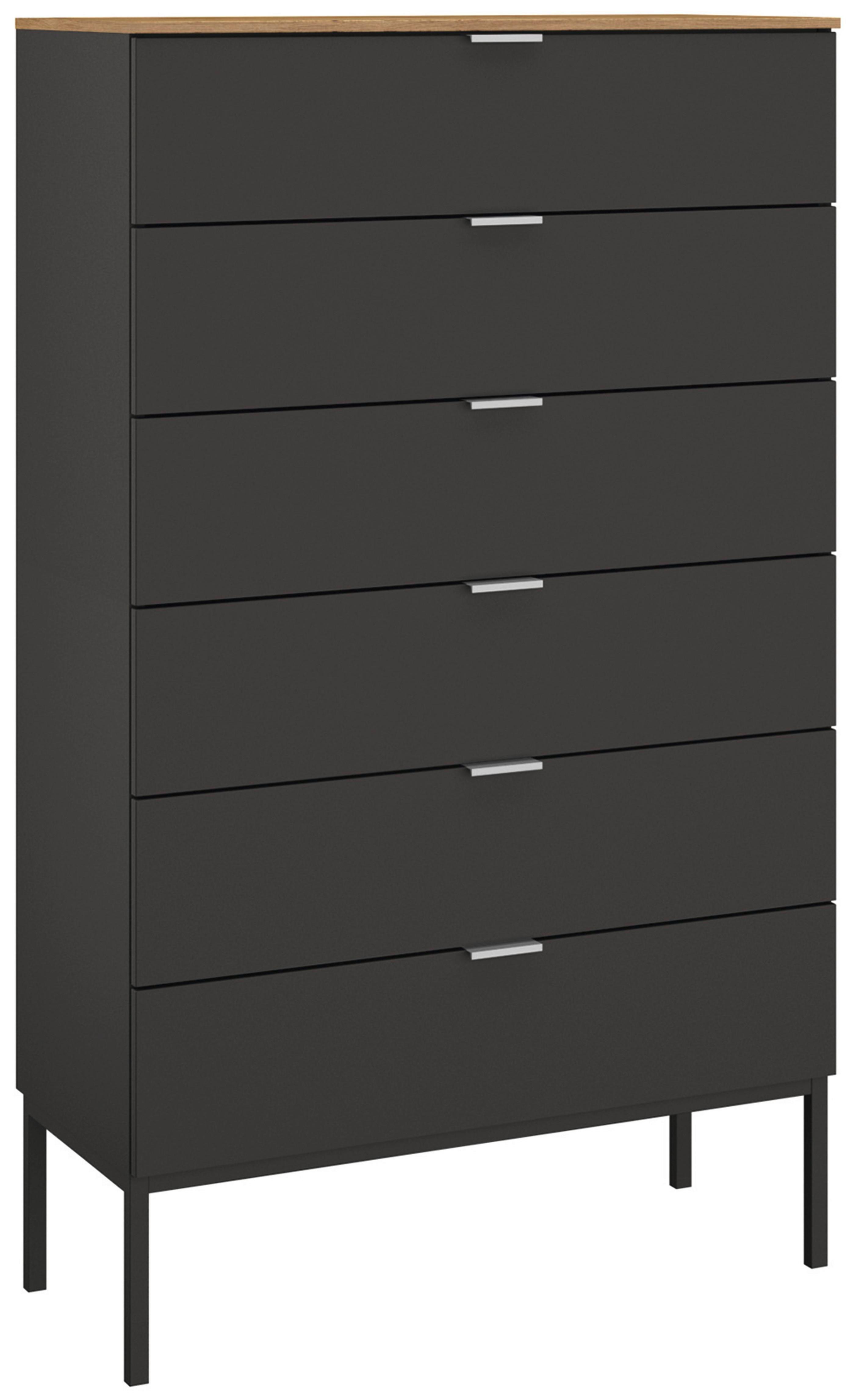 Visoka Komoda Lima, Barva Grafita, Barva Hrasta - barve aluminija/barve grafita, Trend, kovina/leseni material (80/138/42cm) - Stylife