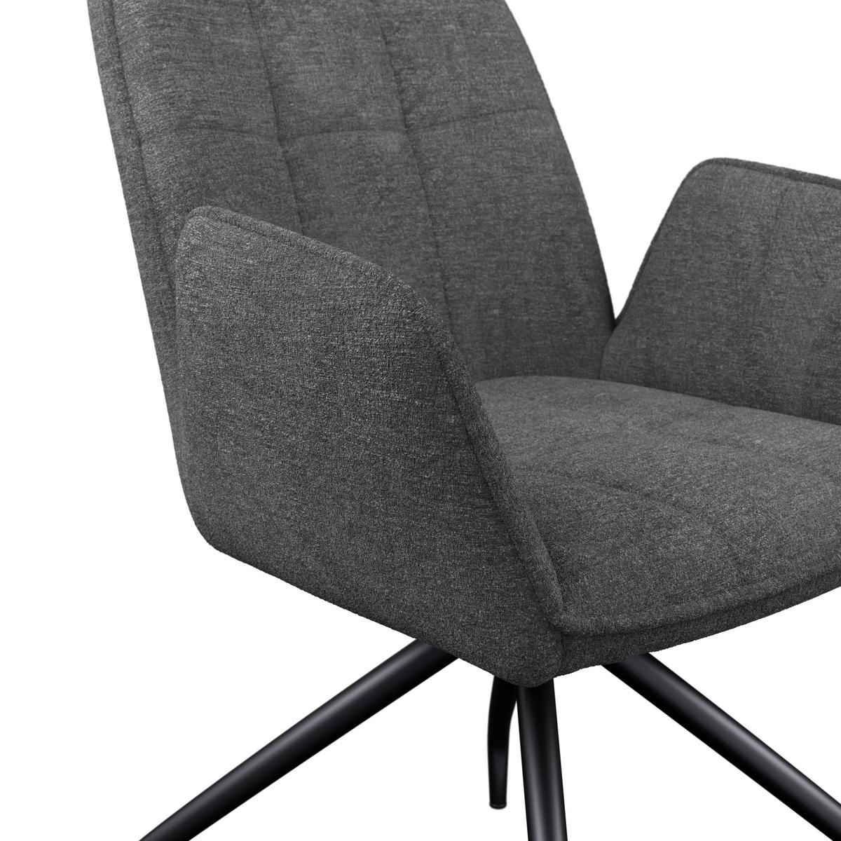 Naslanjač Fria, Temno Siva, Vrtljiv - temno siva/črna, Konvencionalno, kovina/tekstil (59/86/62cm)