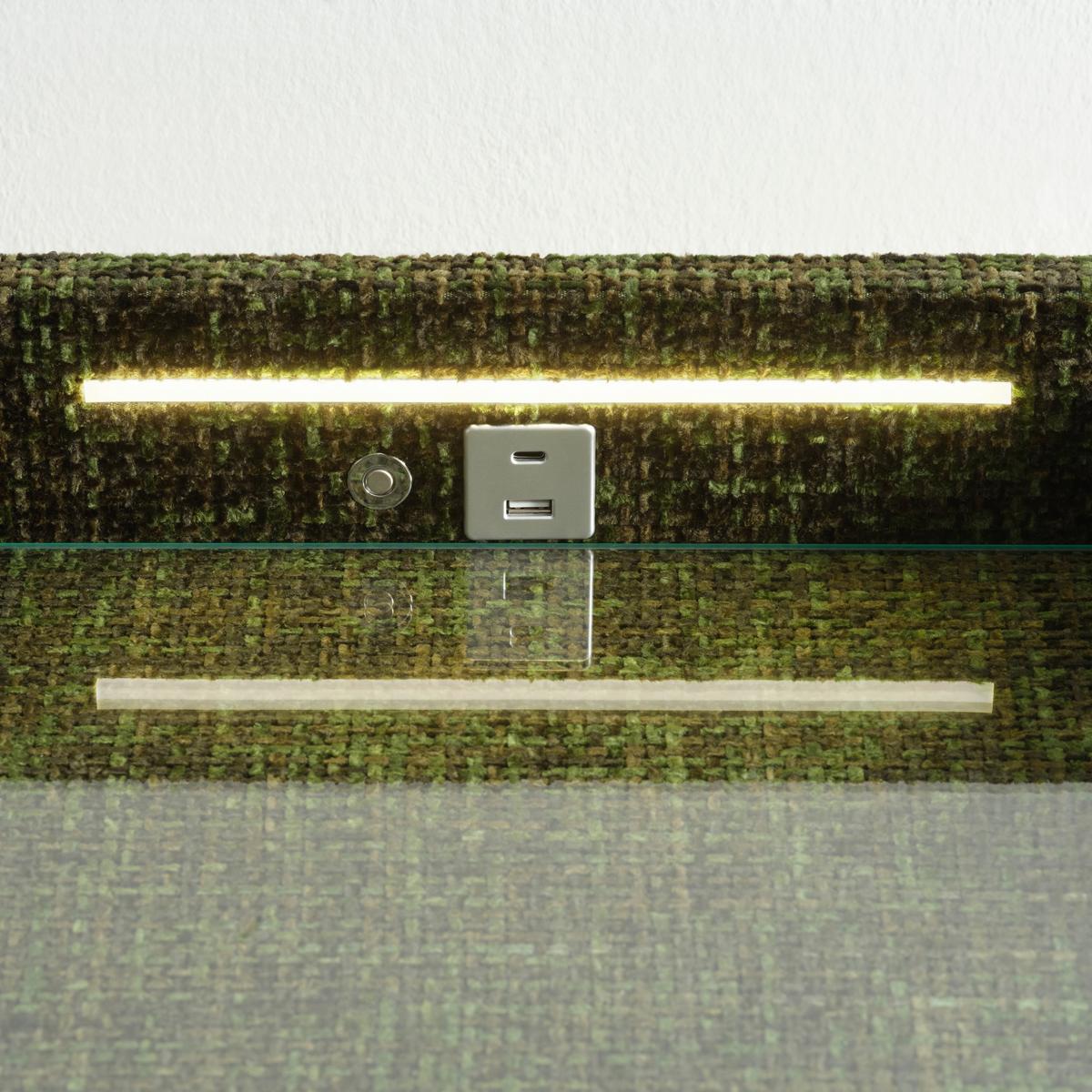 Nachtkästchen Moon Grün mit USB- und Typ C-Anschluss - Silberfarben/Schwarz, Konventionell, Holzwerkstoff/Kunststoff (47/61/46cm) - Premium Living