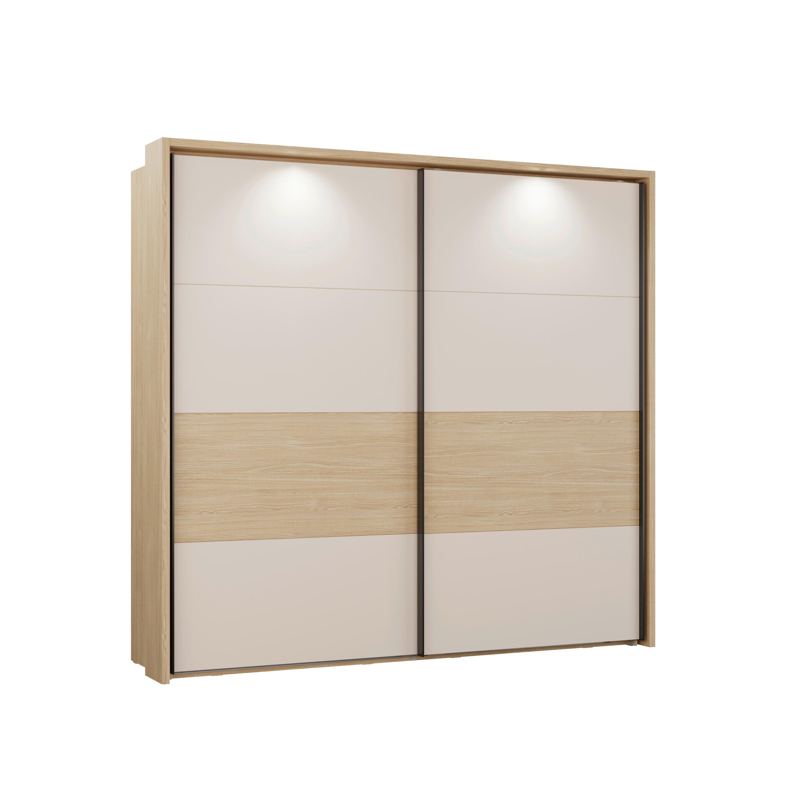 Tolóajtós Szekrény Ricciano - tölgyfa színű/fekete, Modern, faalapú anyag/fém (231,1/215,9/63,8cm)