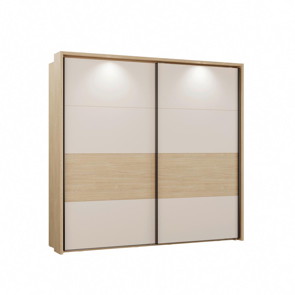 Tolóajtós Szekrény Ricciano - tölgyfa színű/fekete, Modern, faalapú anyag/fém (231,1/215,9/63,8cm)