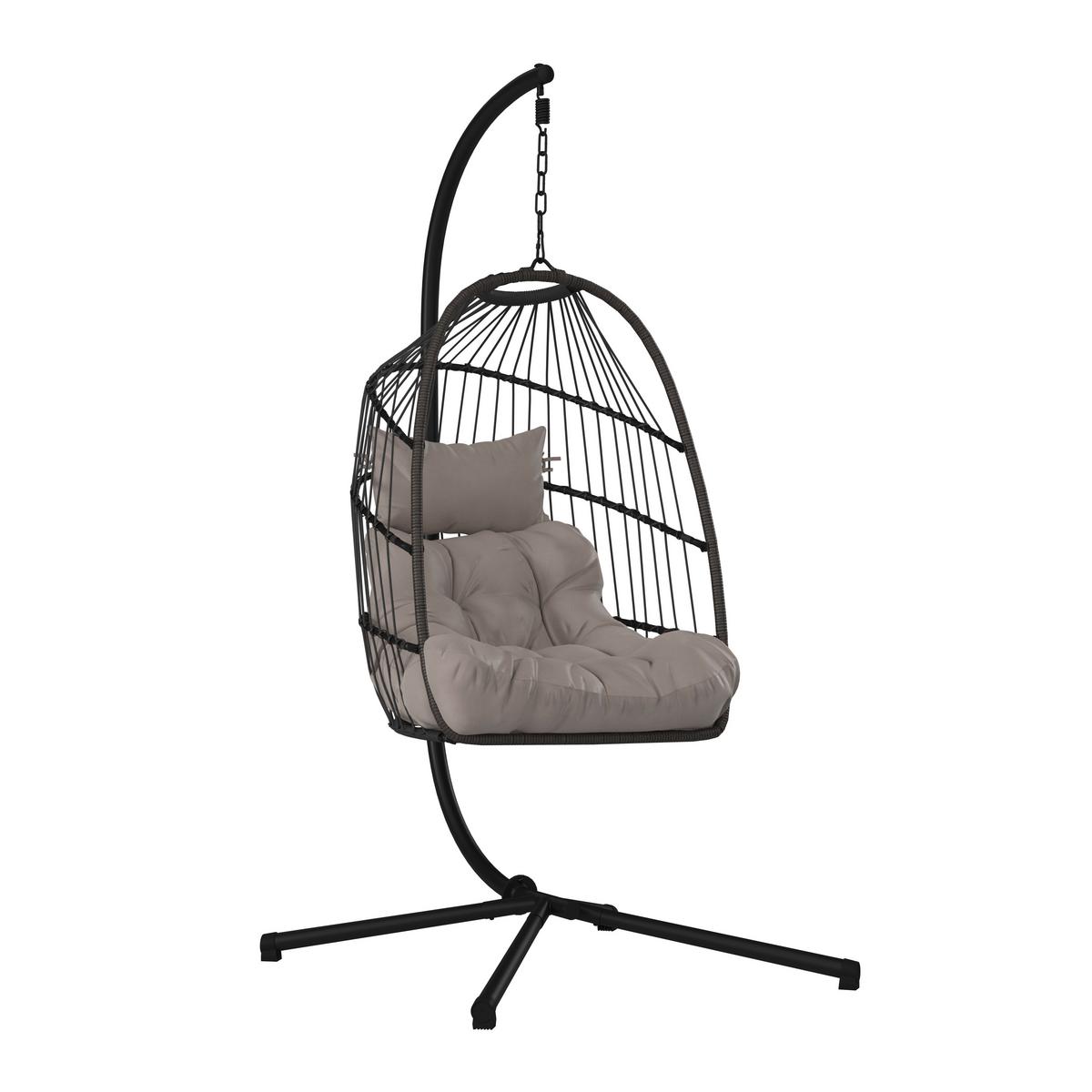 Viseči Stol Laura, Siva, Črna - siva/črna, Basics, kovina/umetna masa (103/198/102cm) - Mömax