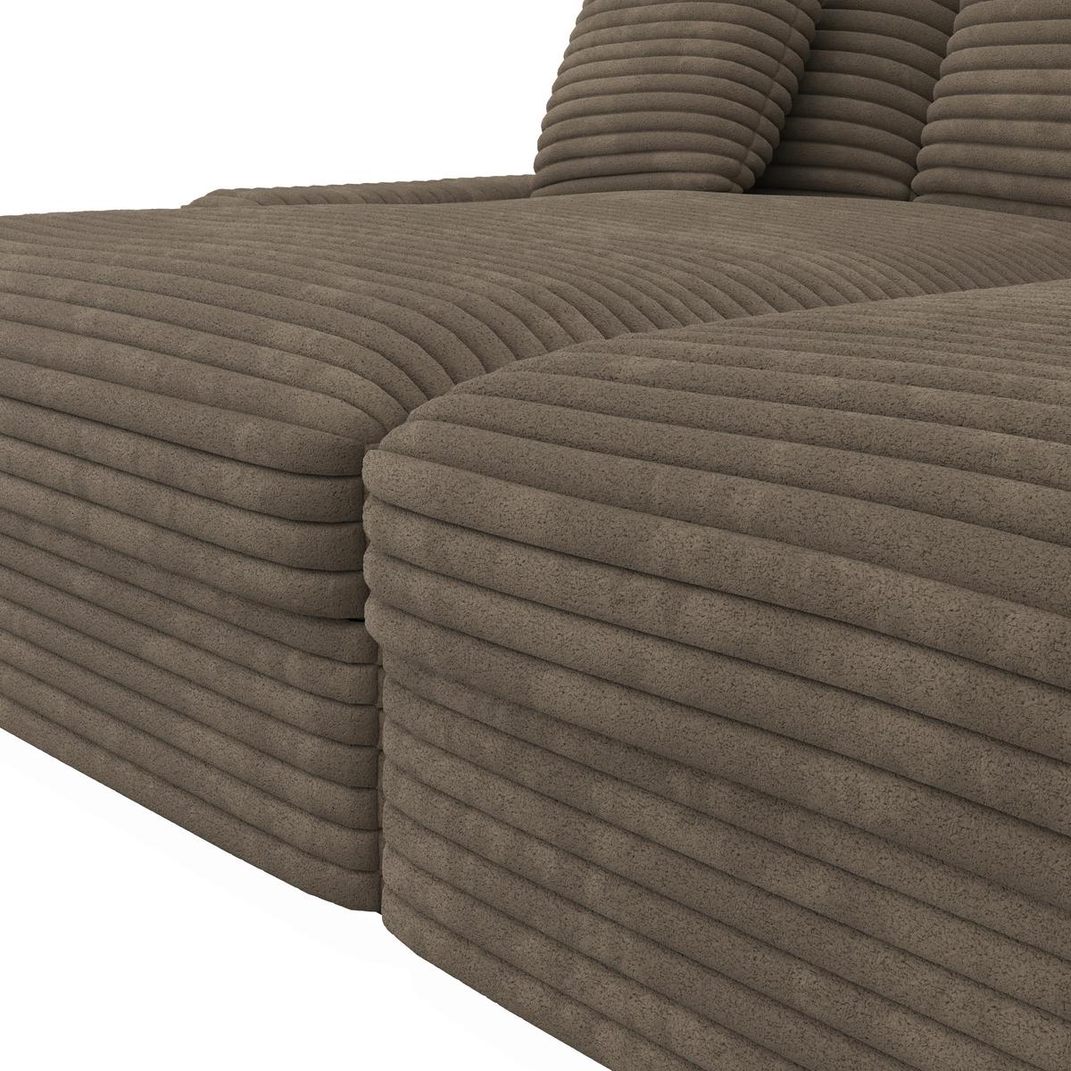 Big Sofa Loveseat Eleonora Cord Braun - Schwarz/Braun, MODERN, Holz/Kunststoff (250/97/168cm) - Bessagi Home