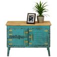 Kommode Türkis/natur/gold - Türkis/Goldfarben, LIFESTYLE, Holz/Metall (82/57,5/43cm) - Premium Living
