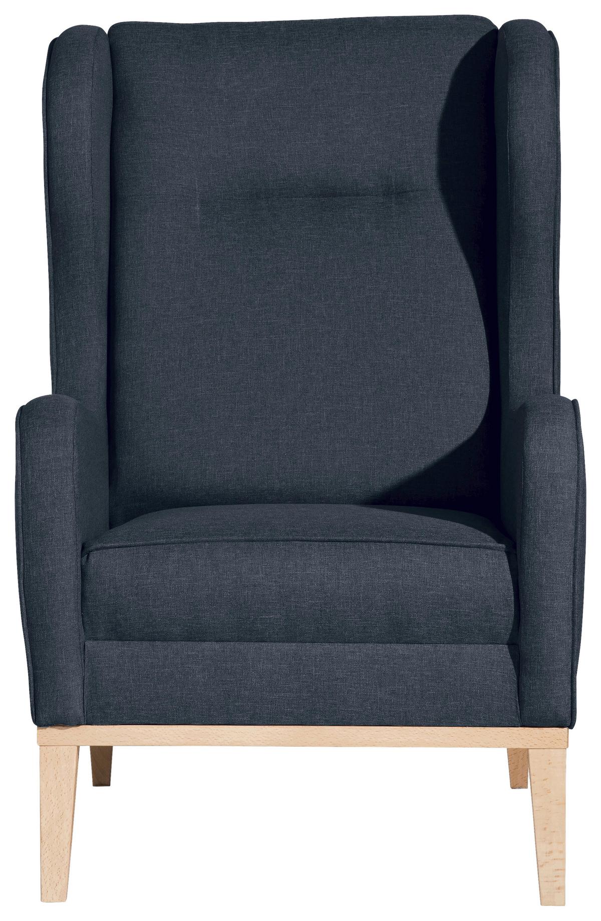 OHRENSESSEL ANGELO - Dunkelblau/Naturfarben, KONVENTIONELL, Holz/Textil (66/104/78cm) - Max Winzer