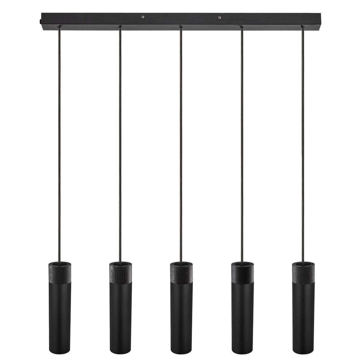 LAMPA WISZĄCA 2010483003 TILO PELA 5 CZARNA - czarny, Design, metal/drewno (80/24,6cm) - Nordlux