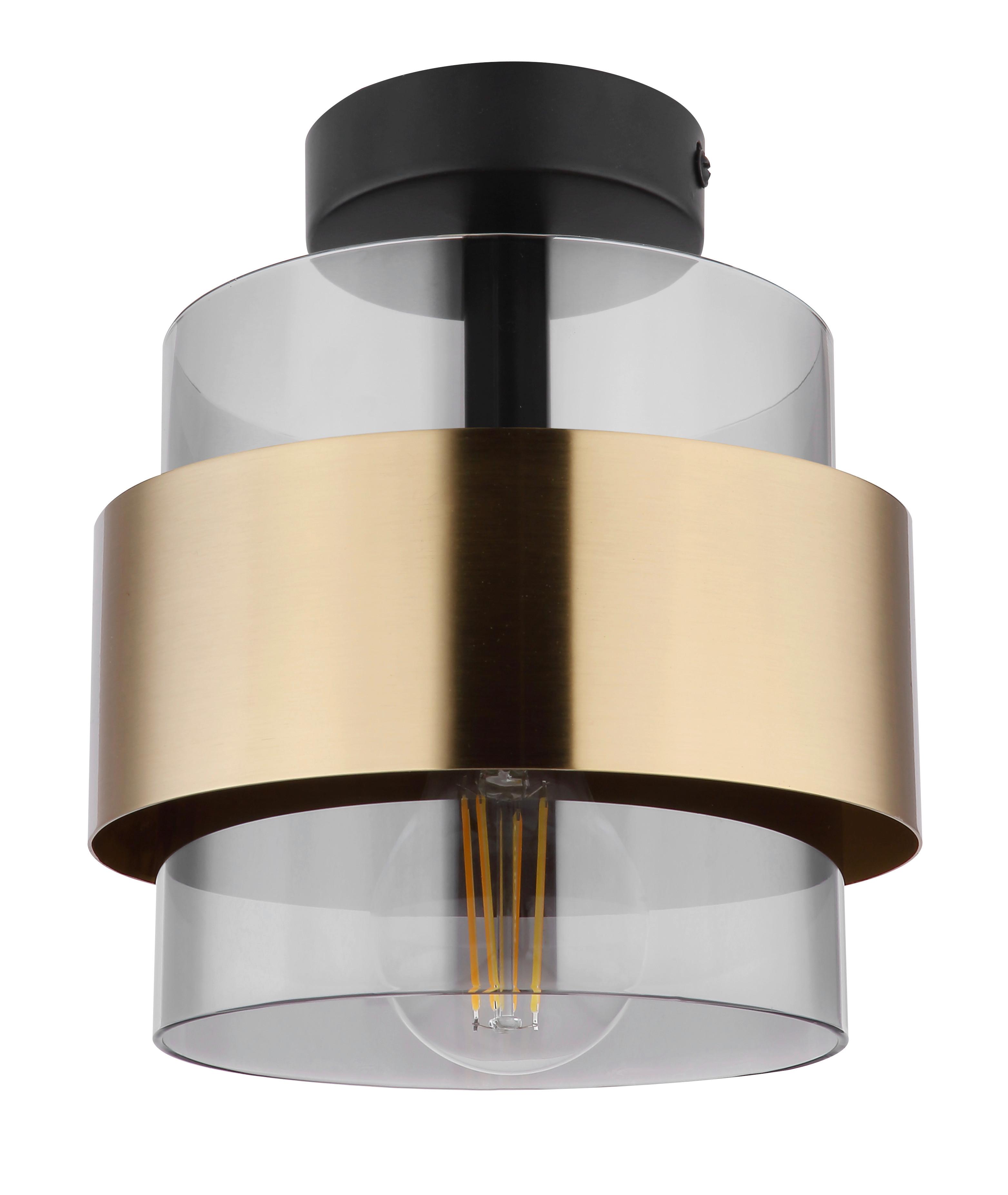Deckenleuchte Milley in Schwarz/Messing max. 60 Watt - Messingfarben/Schwarz, MODERN, Glas/Metall (18/21,5cm)