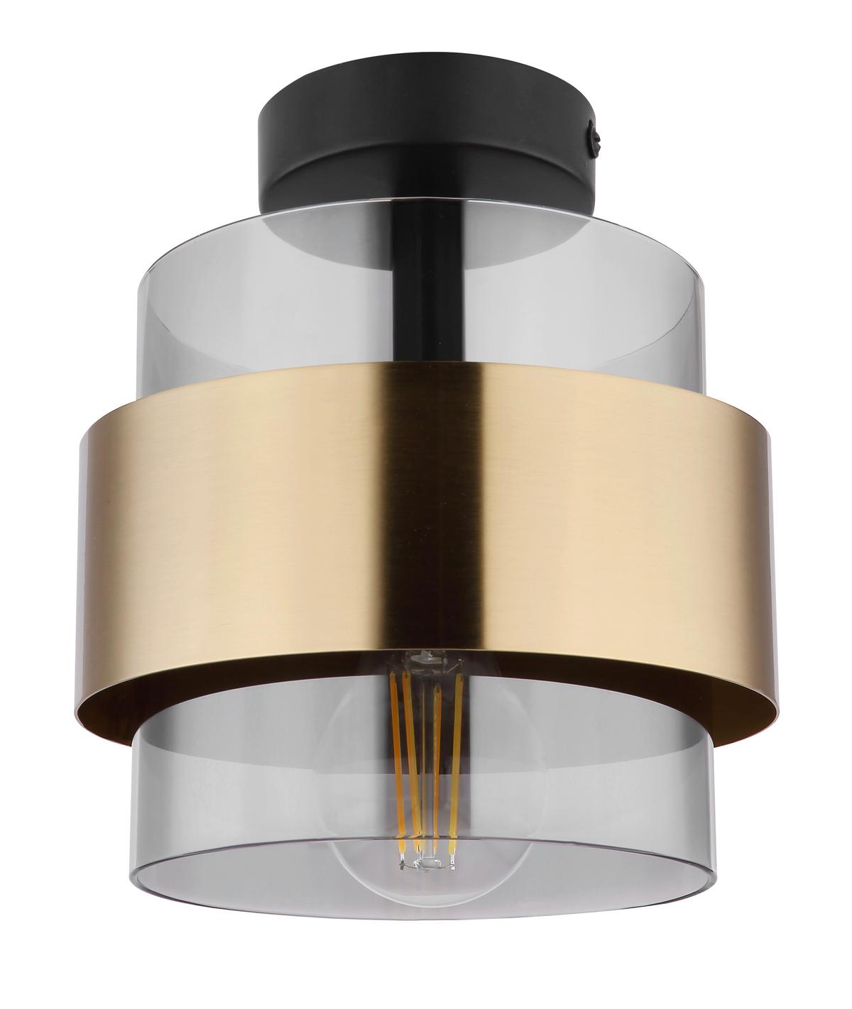 Deckenleuchte Milley in Schwarz/Messing max. 60 Watt - Messingfarben/Schwarz, MODERN, Glas/Metall (18/21,5cm)