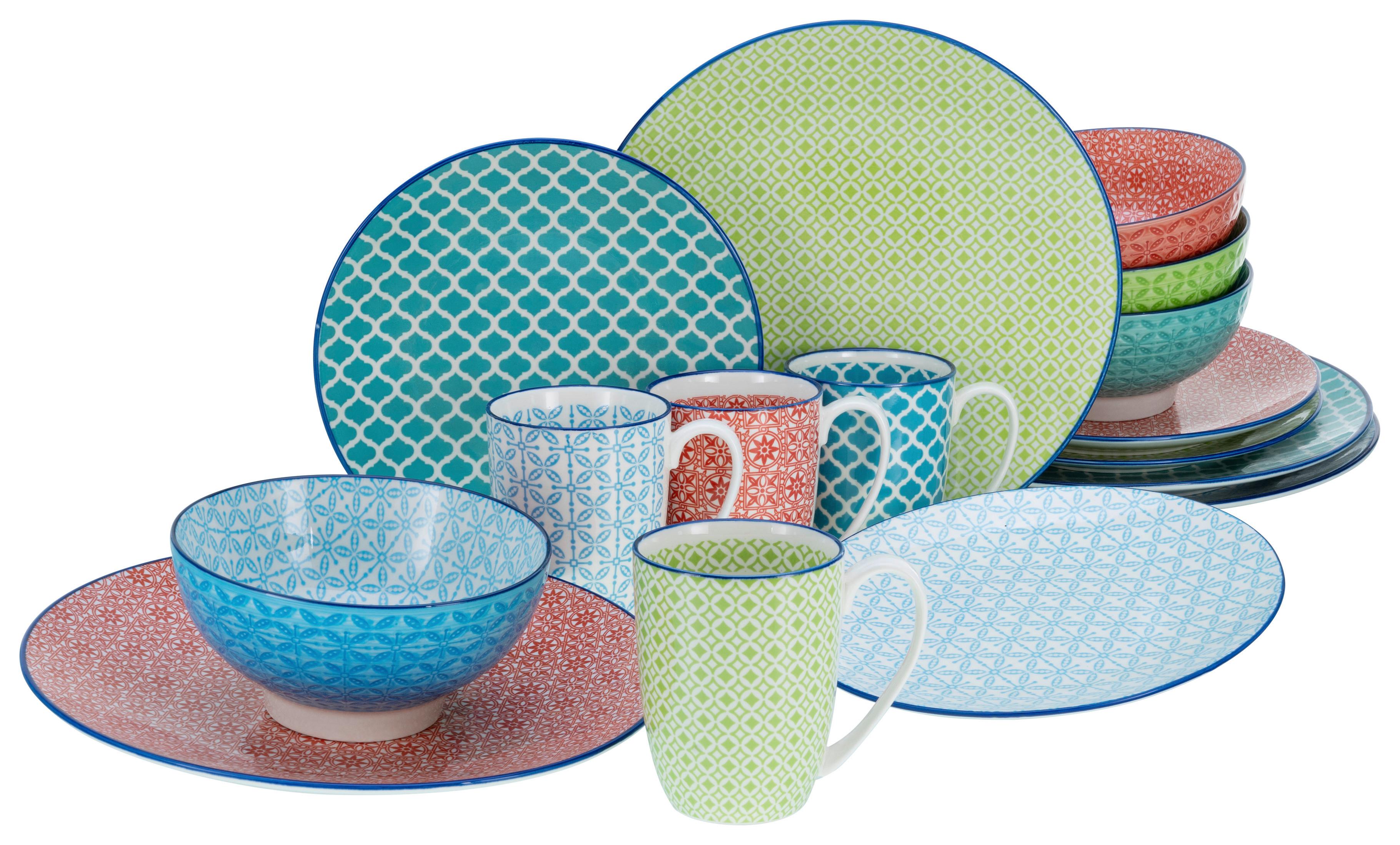 Kombinirani Servis Mediterran, 16-Delni - večbarvno, keramika - Creatable