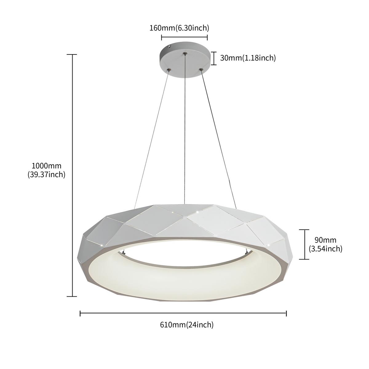 Hängeleuchte Lp-8069/1p Reus - Weiss, Design, Metall (60/100cm)