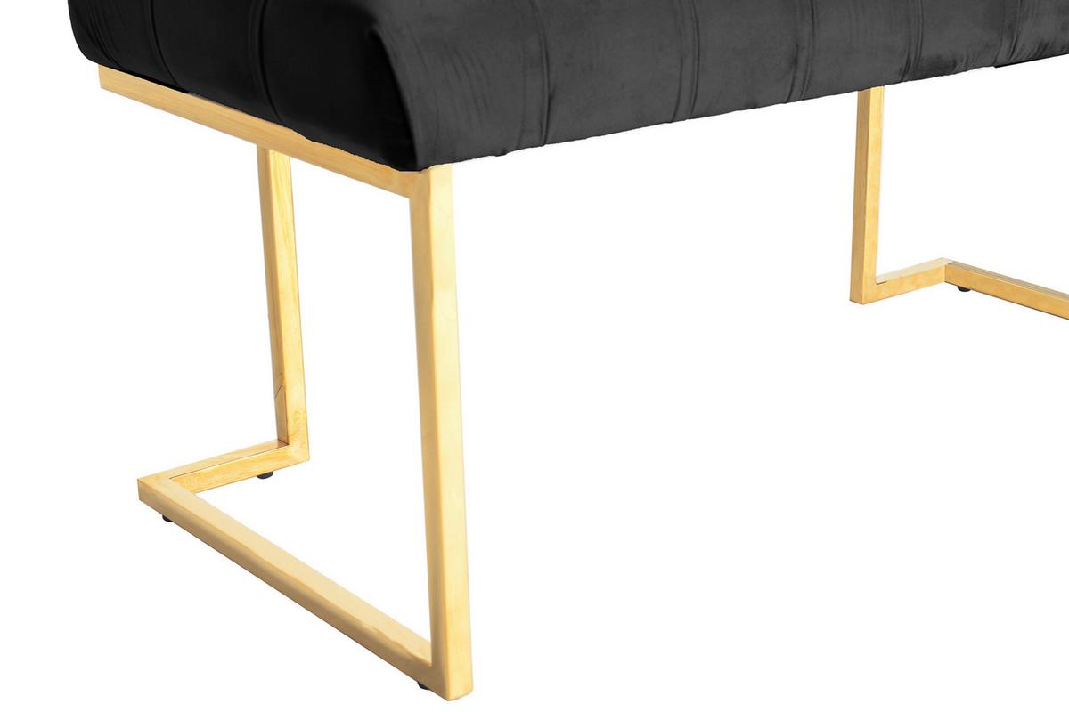 Hockerbank Parity Schwarz Samt - Goldfarben/Schwarz, Design, Kunststoff/Metall (47/48/100cm) - Kayoom