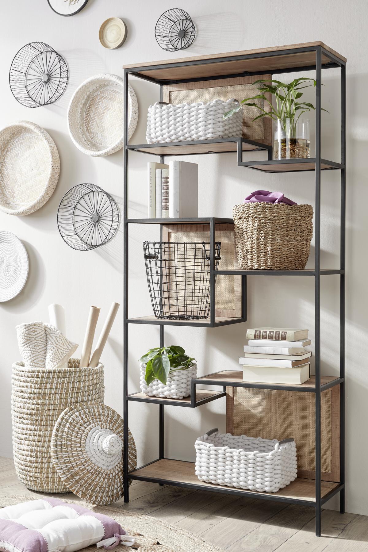 Dekor Kosár Finn - natúr színű/fehér, természetes anyagok (43/9cm) - Modern Living