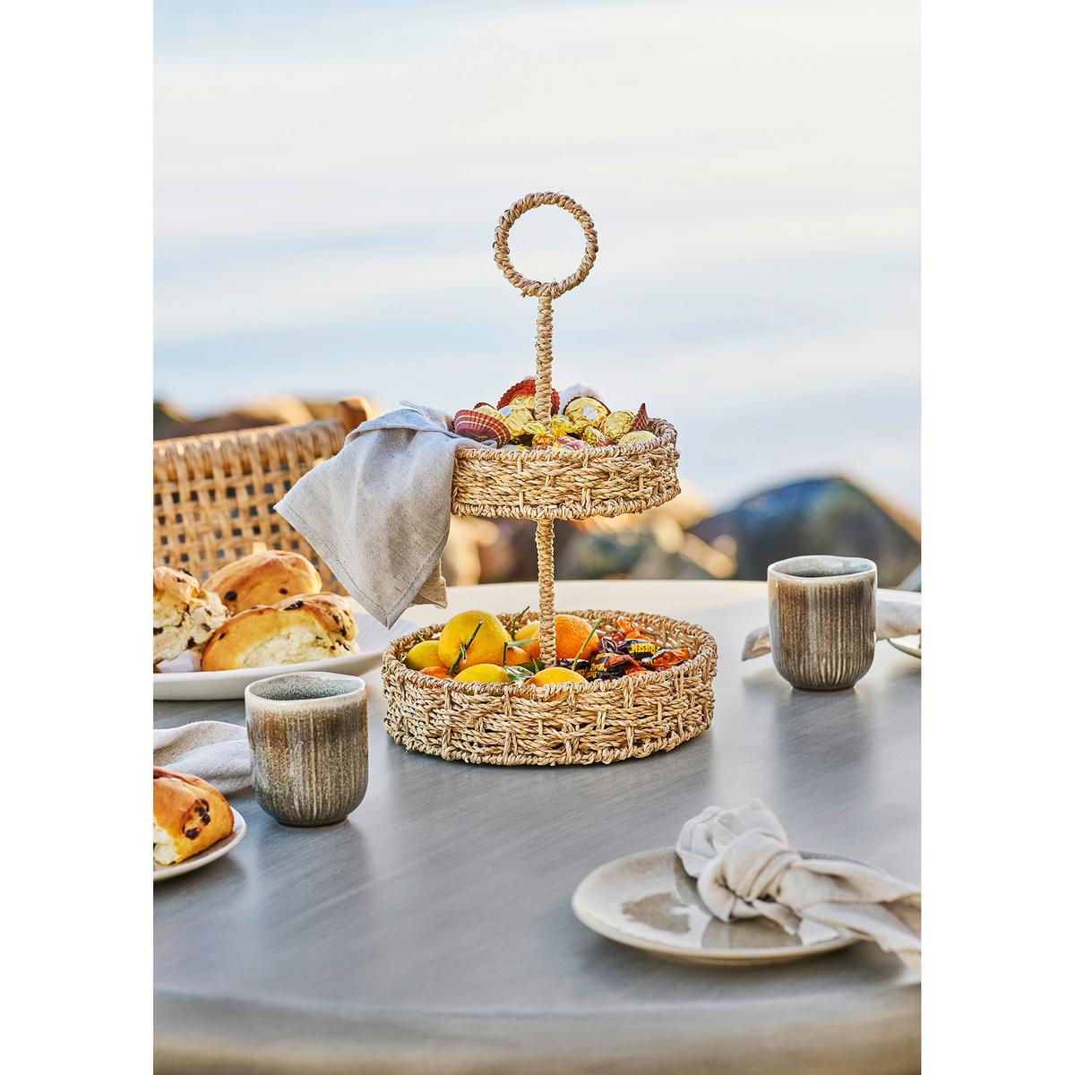 Etagere Rifbjerg Tray Naturfarben 2-stöckig - Naturfarben, Basics, Naturmaterialien/Metall (25/40,5/25cm)