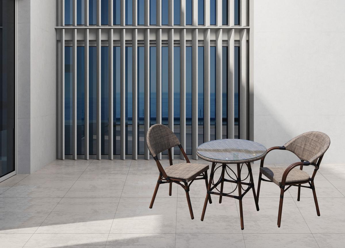 Set Za Balkon Maui, Peščene Barve, 3-Delni Set - bež/peščene barve, Basics, kovina/tekstil (70/74cm) - Gardenson