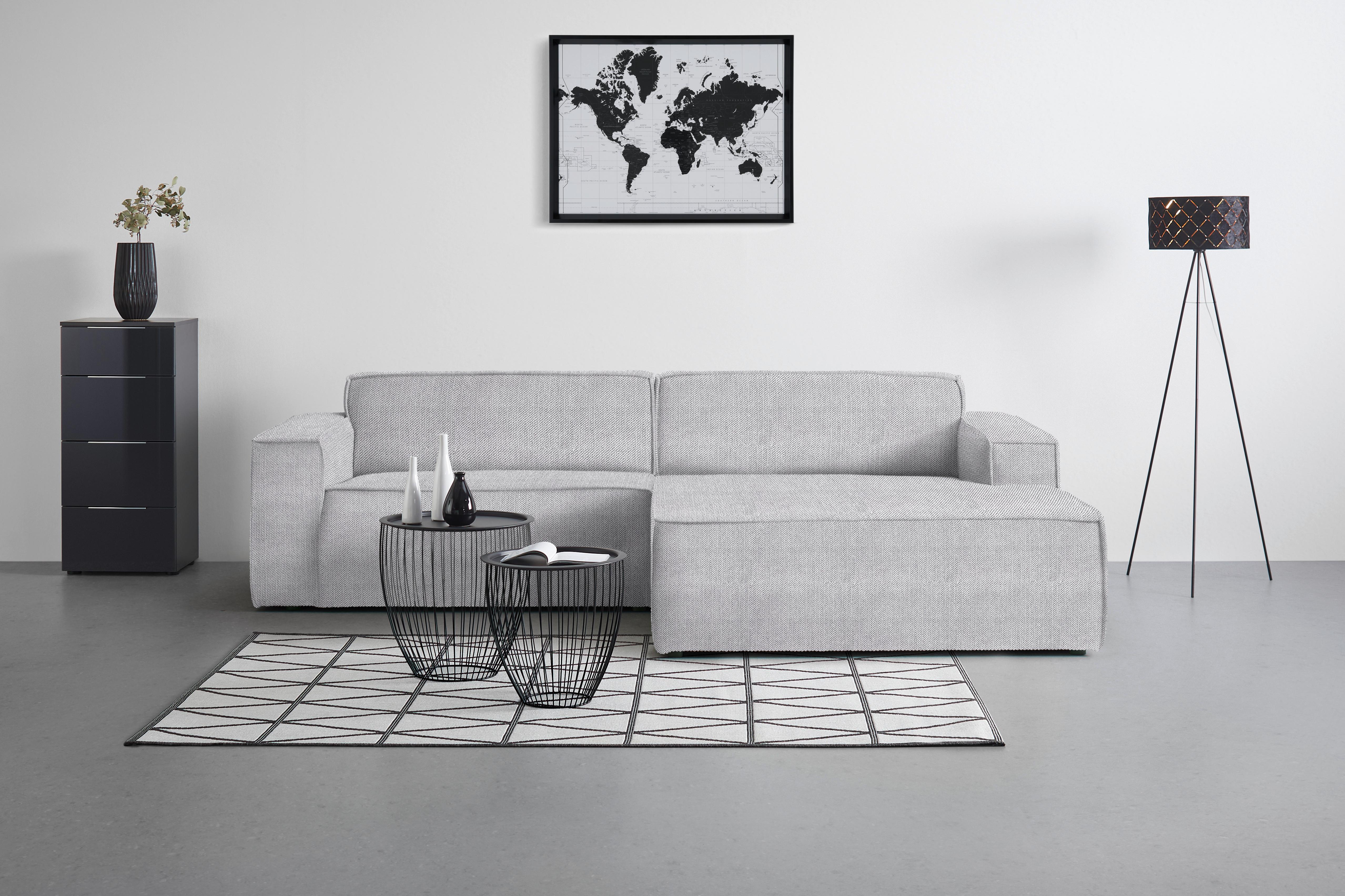Wohnlandschaft Loft in Hellgrau - Hellgrau/Schwarz, MODERN, Kunststoff/Textil (265/75/172cm) - Mömax