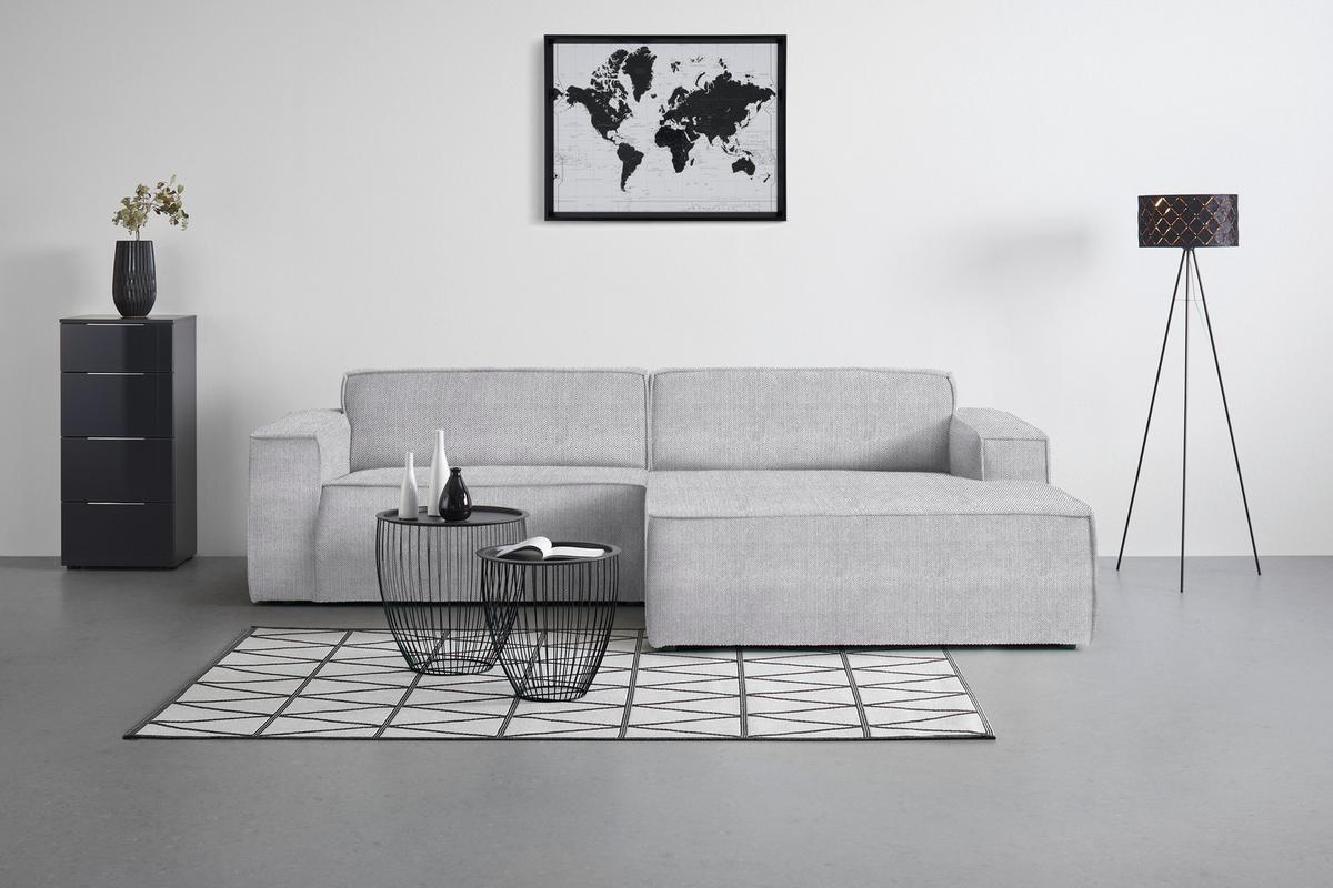 Wohnlandschaft Loft in Hellgrau - Hellgrau/Schwarz, Modern, Kunststoff/Textil (265/75/172cm) - Mömax