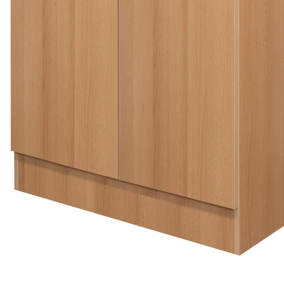 Kuhinjska Spodnja Omarica Nano, Barva Bukve - barve nerjavečega jekla/barve bukve, Moderno, umetna masa/leseni material (100/85/57cm) - FlexWell