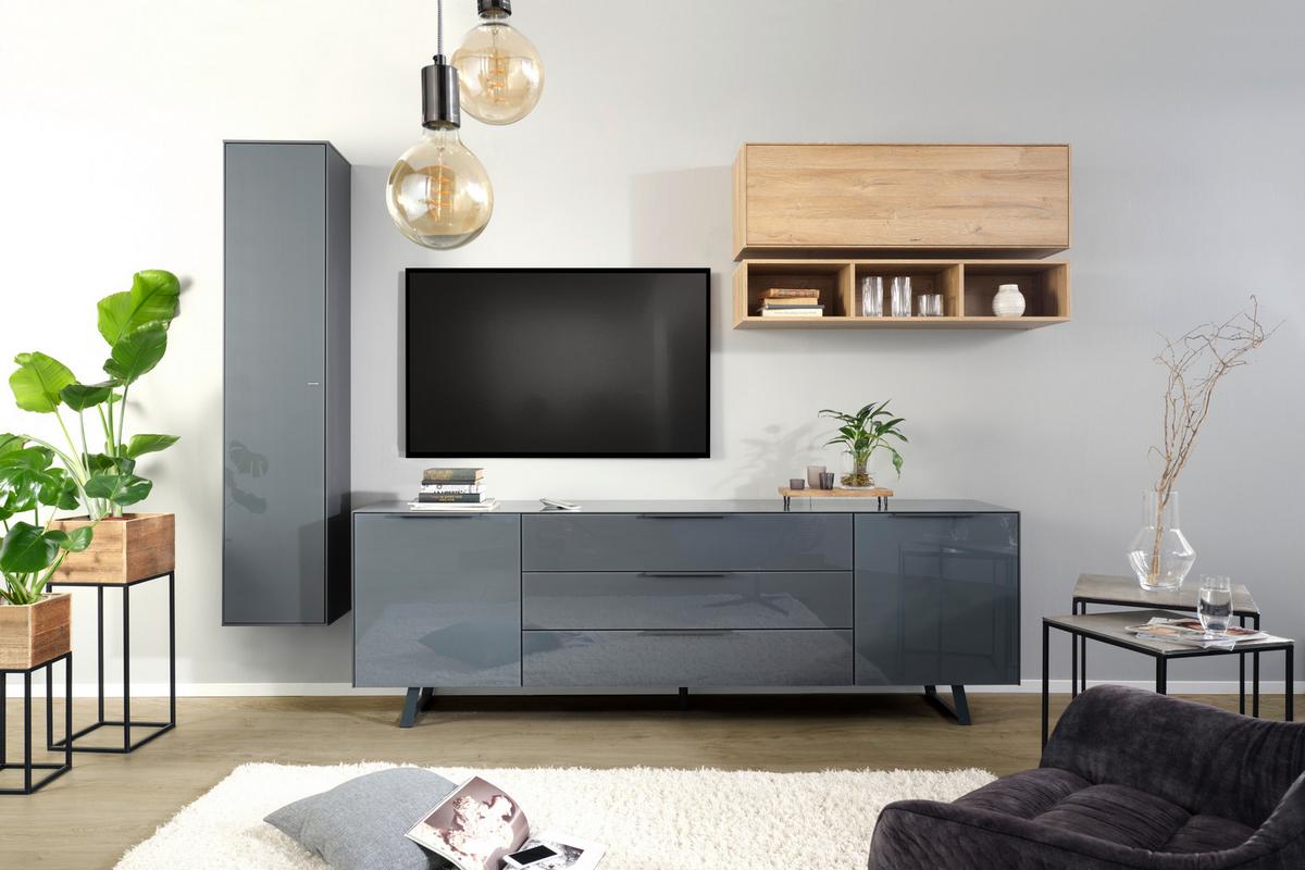 Hängeelement Max Box in Anthrazit - Anthrazit, MODERN, Glas/Holzwerkstoff (38/175/32cm) - Premium Living