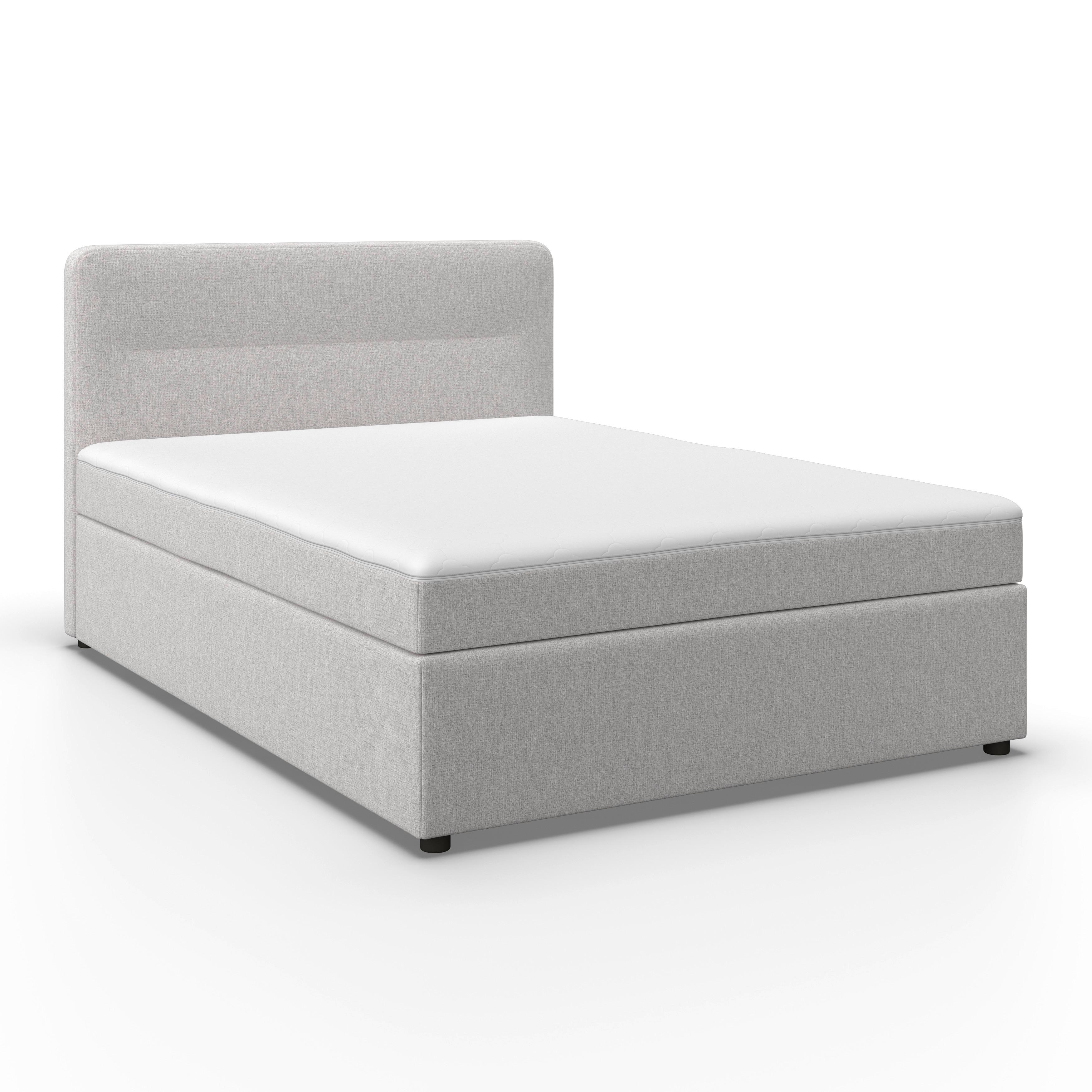 Boxbett Marco ca. 140x200 cm Hellgrau - Hellgrau/Schwarz, MODERN, Holz/Kunststoff (140/200cm) - Bessagi Home