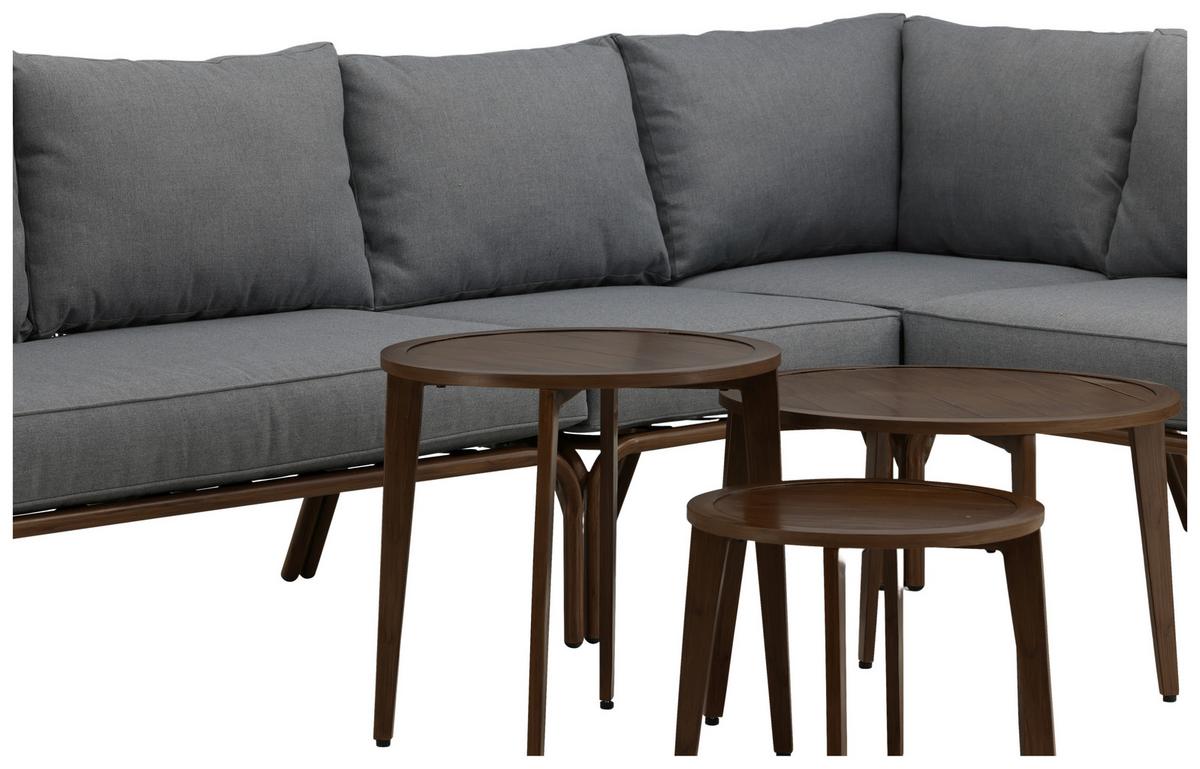 Dining-Loungeset Roxo ca. 283x221 cm Grau - Braun/Grau, KONVENTIONELL, Textil/Metall - Gardenson