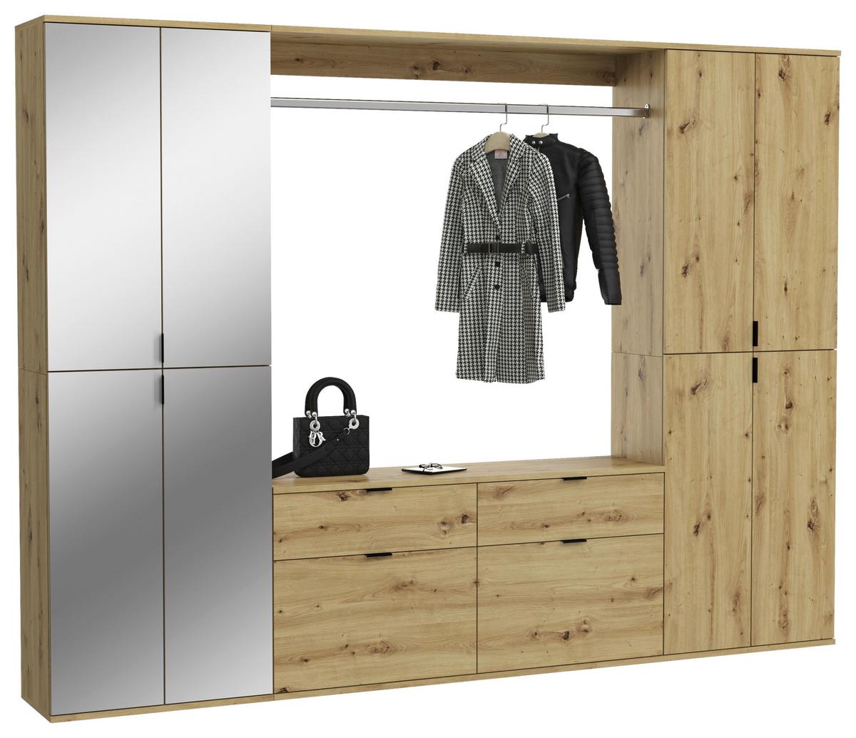 Garderobe Projekt X ca. 243x193 cm Artisan Eiche - KONVENTIONELL, Glas/Holzwerkstoff (243/193/34cm) - MID.YOU
