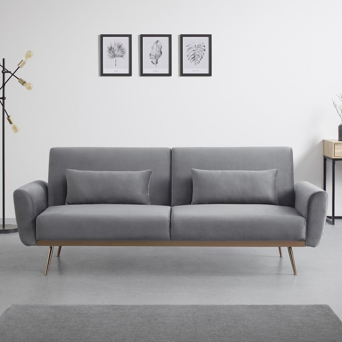 Canapea extensibilă GUILIA - gri, Modern, lemn/textil (211/85/83cm) - Bessagi Home