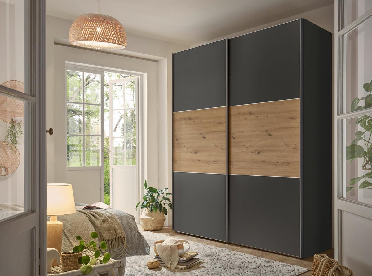 Ormar S Kliznim Vratima Includo - hrast Artisan/antracit, Design (225/222/68cm) - Premium Living