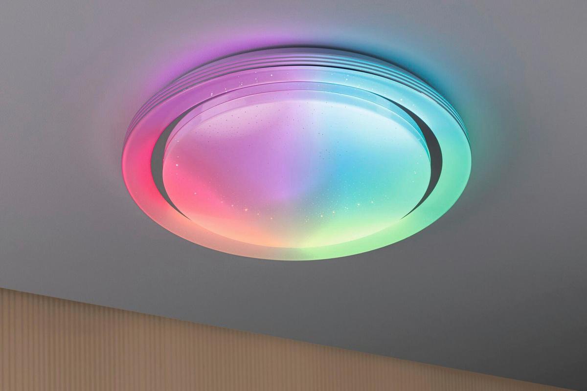 Deckenleuchte Rainbow Weiß/Chromfarben max. 38,5 W - Chromfarben/Weiß, Basics, Kunststoff/Metall (48,5/7,5cm) - Paulmann