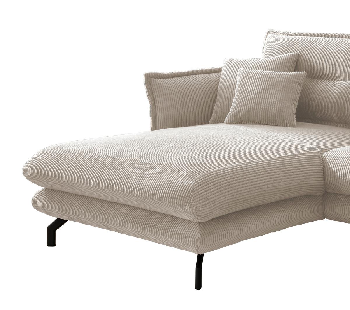 Wohnlandschaft Lava Beige Cord - Beige/Schwarz, MODERN, Textil/Metall (180/255cm) - Livetastic