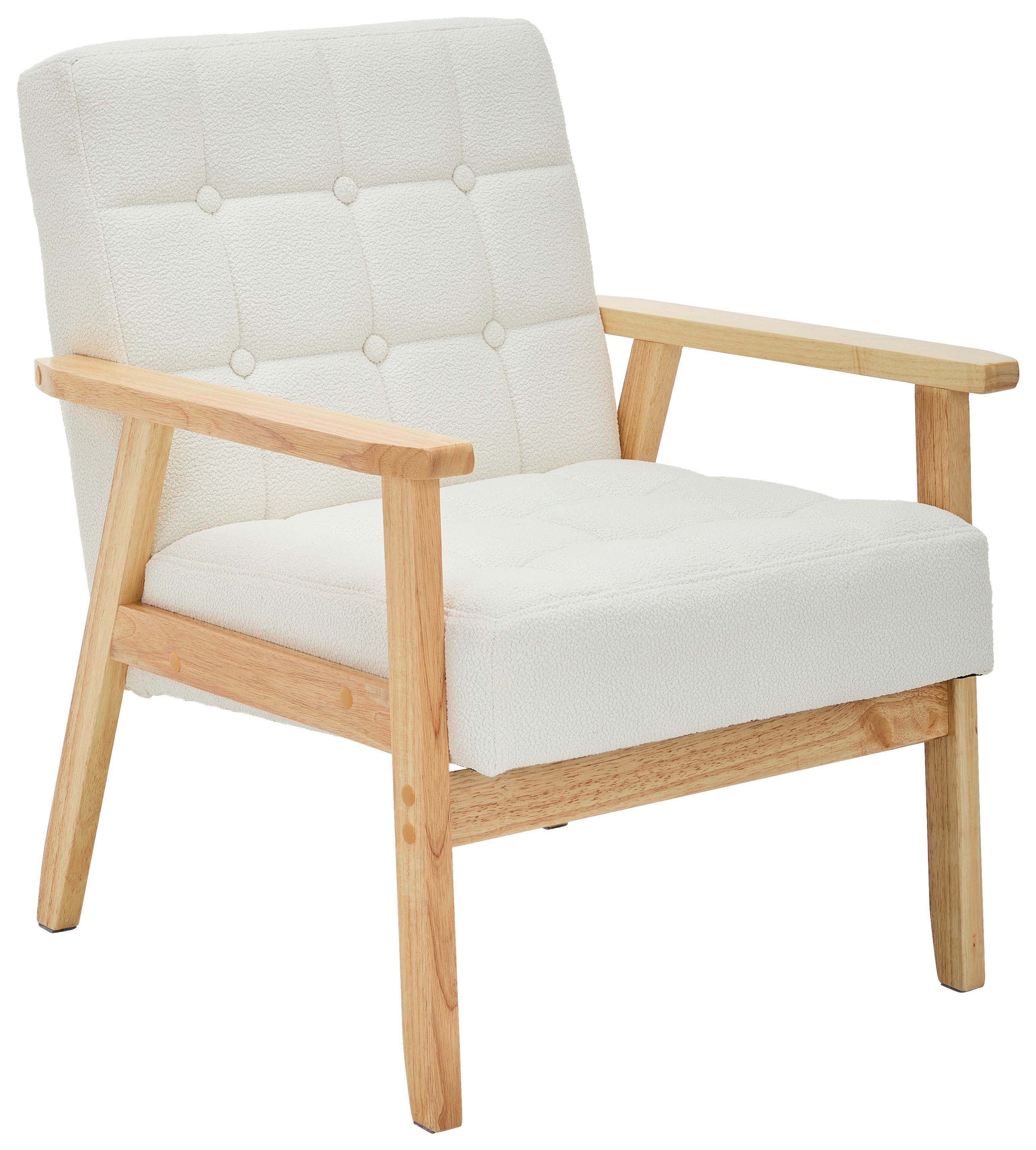 FOTEL NOELLE - kolor naturalny/biały, Trend, tkanina/drewno (64/77,5/67cm) - P & B