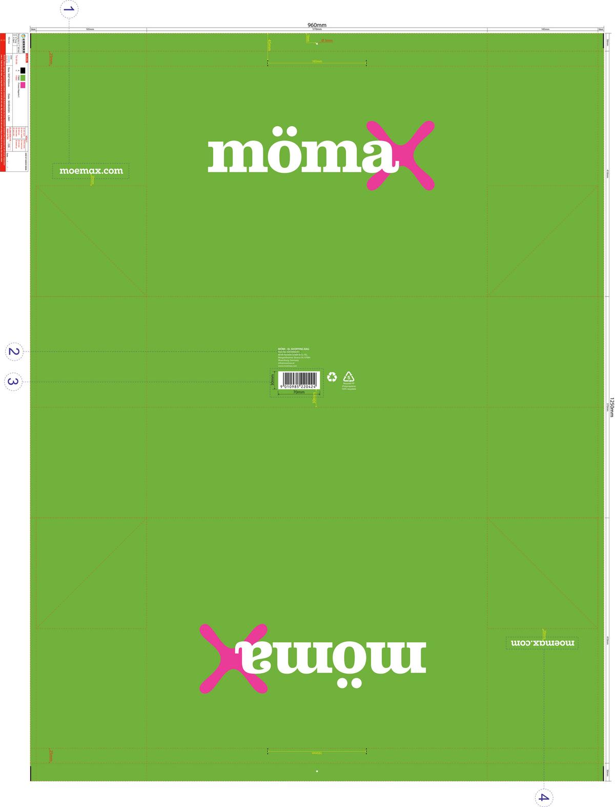 Torba Za Kupovinu Mömi Xl Shopping Bag 57x41x37 - pink/bijela, plastika (57/41/37cm) - Mömax